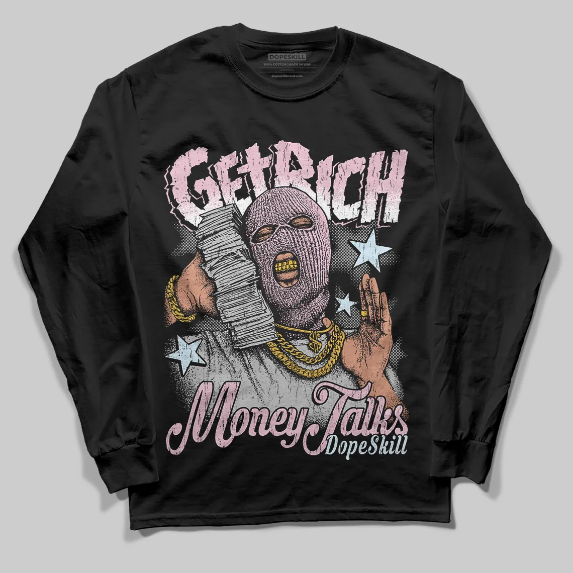 35th Anniversary 5s DopeSkill Long Sleeve T-Shirt Get Rich Graphic - Image 2