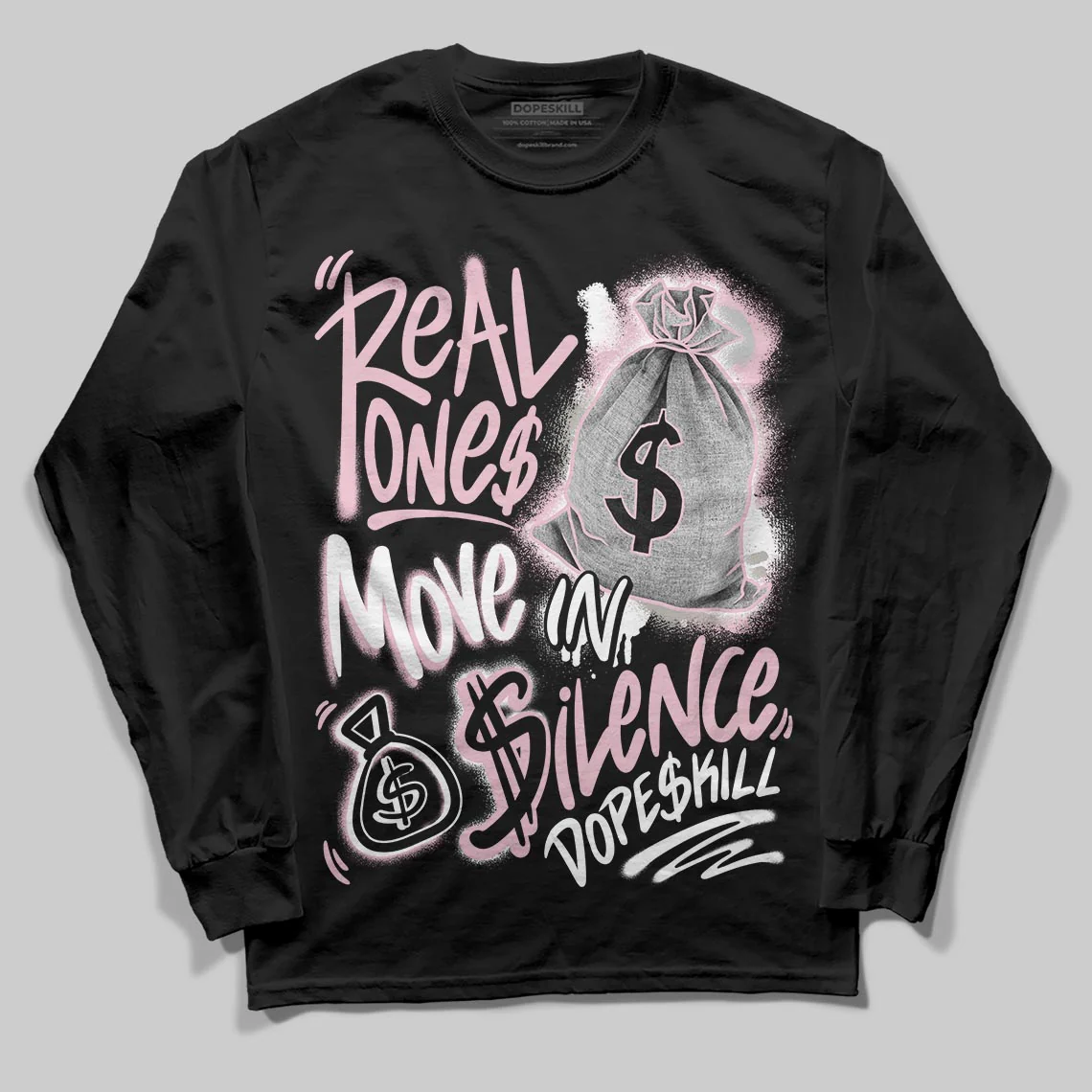 35th Anniversary 5s DopeSkill Long Sleeve T-Shirt Real Ones Move In Silence Graphic - Image 2