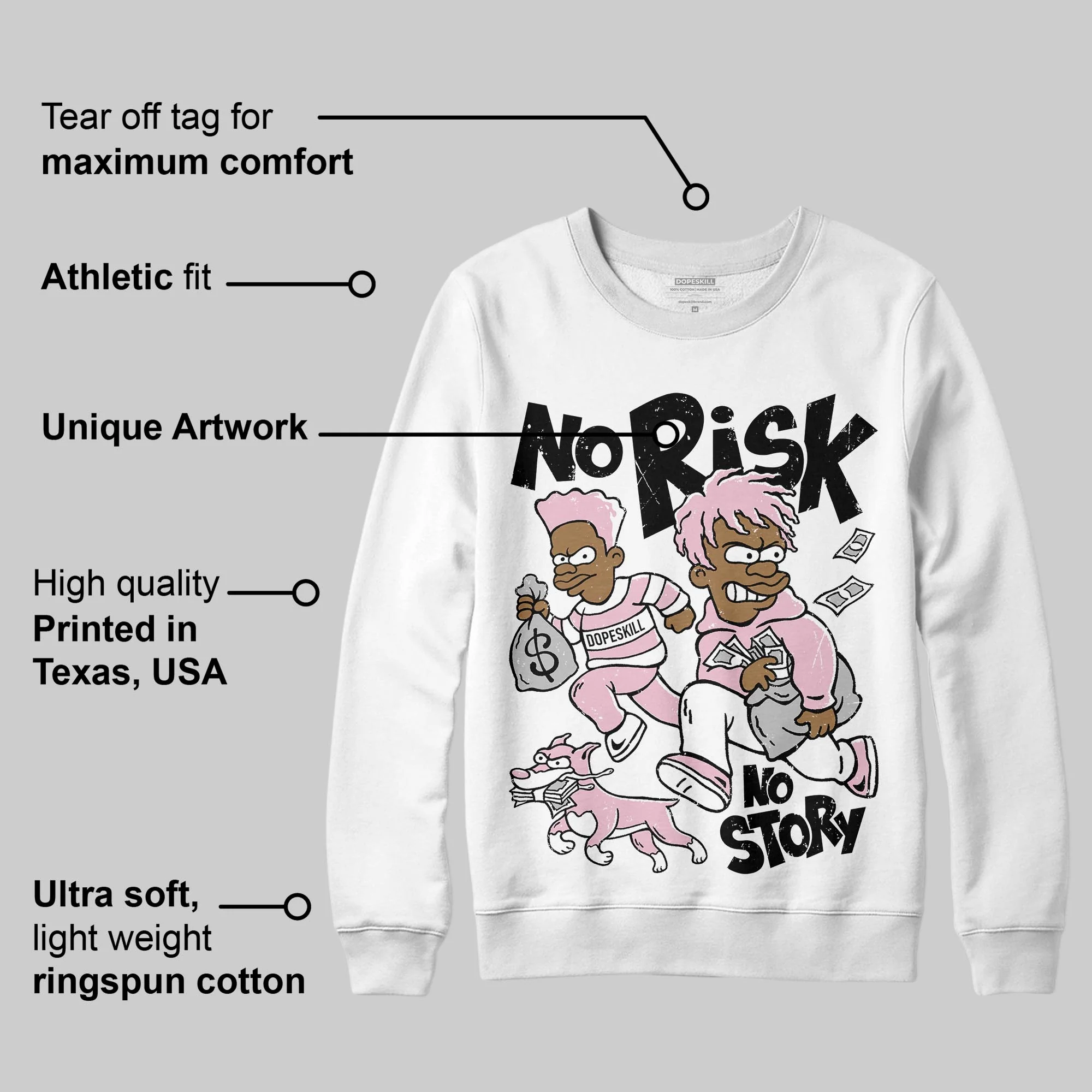 35th Anniversary 5s DopeSkill Sweatshirt No Risk No Story Graphic - Image 3