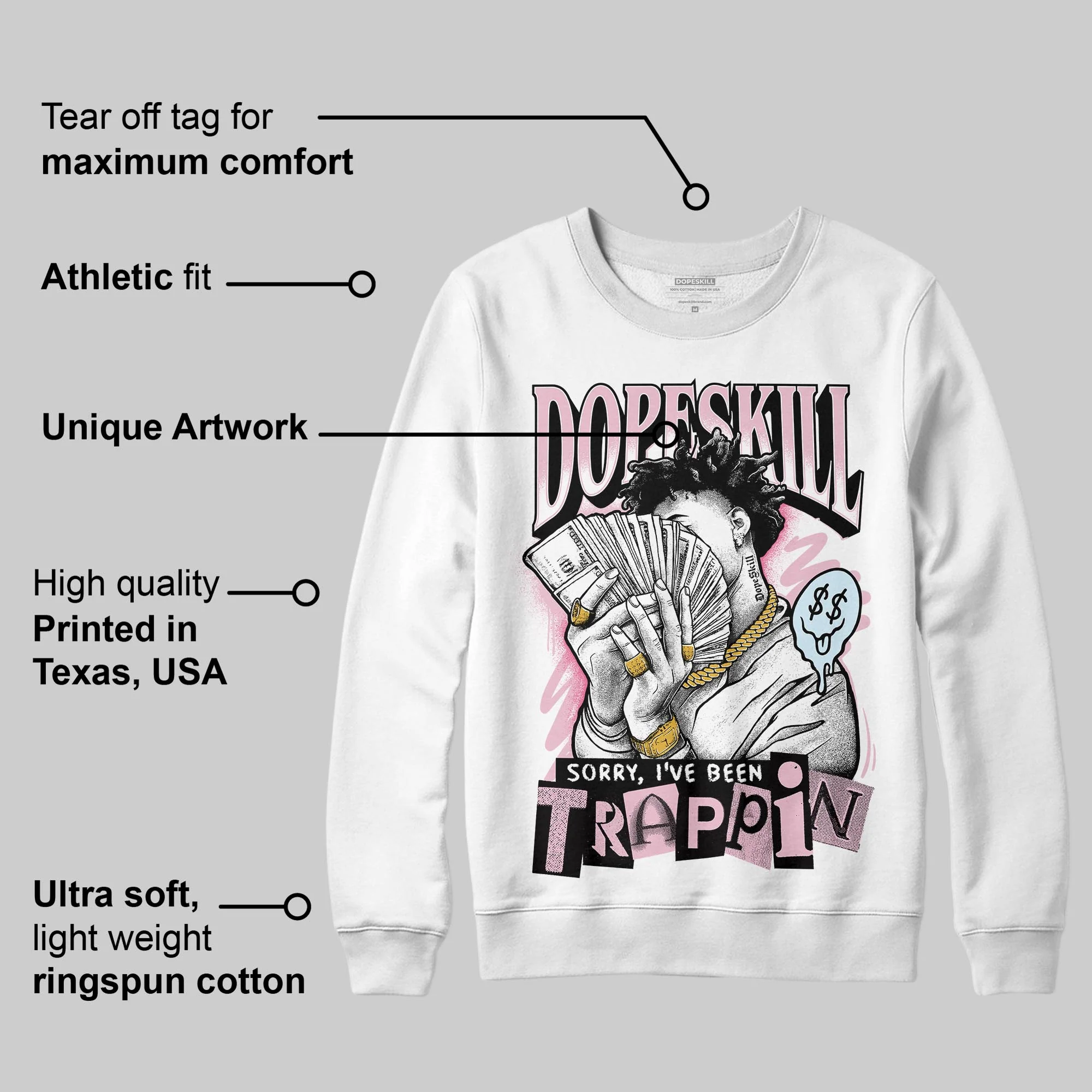 35th Anniversary 5s DopeSkill Sweatshirt Sorry I've Been Trappin Graphic - Image 3