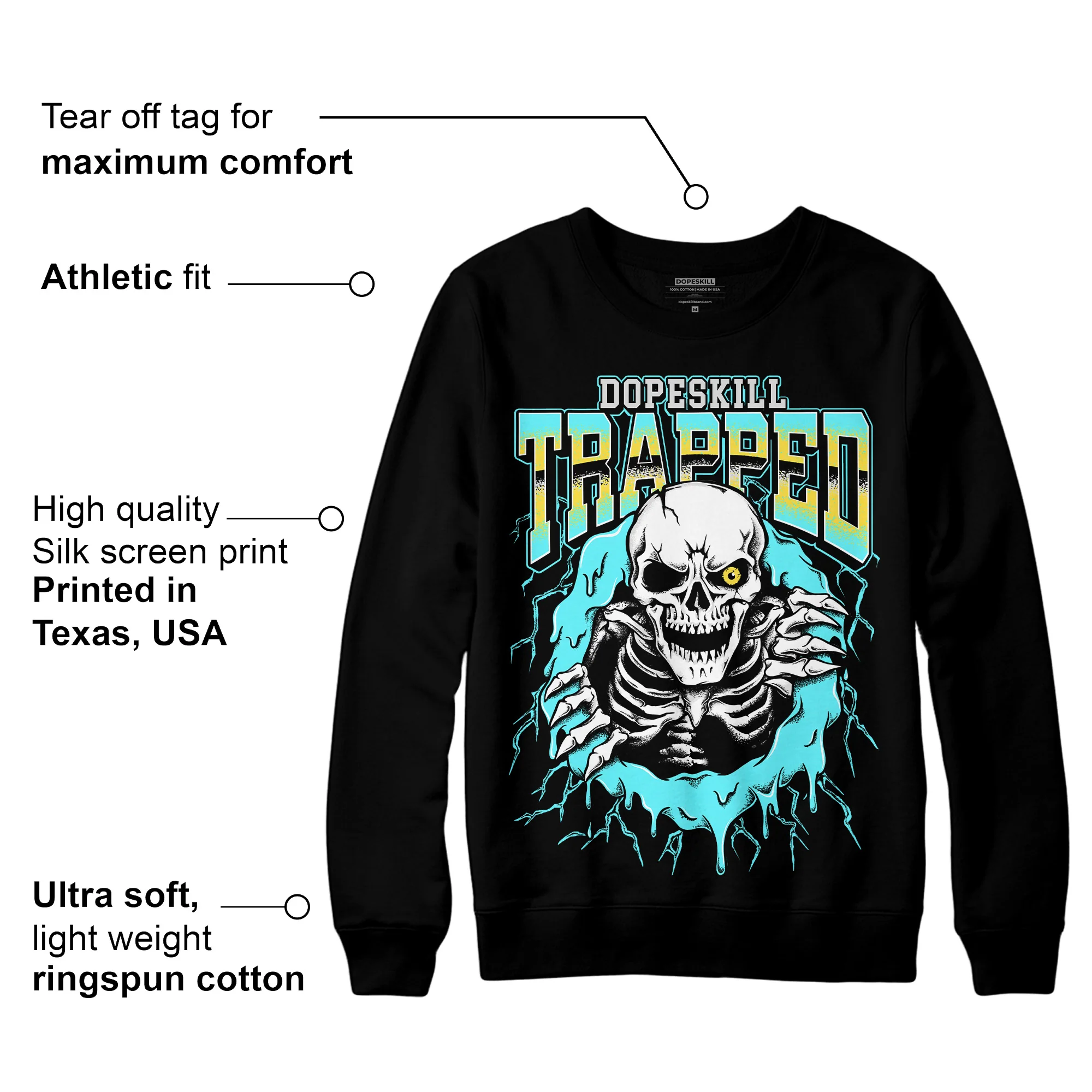 Aqua 5s DopeSkill Sweatshirt Trapped Halloween Graphic - Image 3