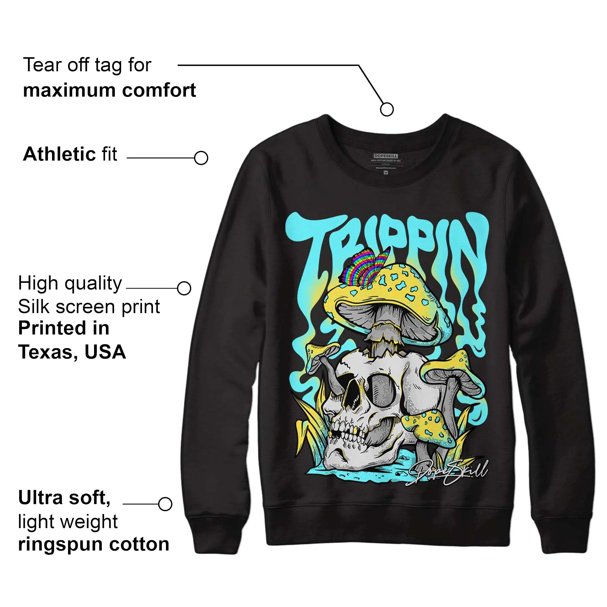 Aqua 5s DopeSkill Sweatshirt Trippin Graphic - Image 3