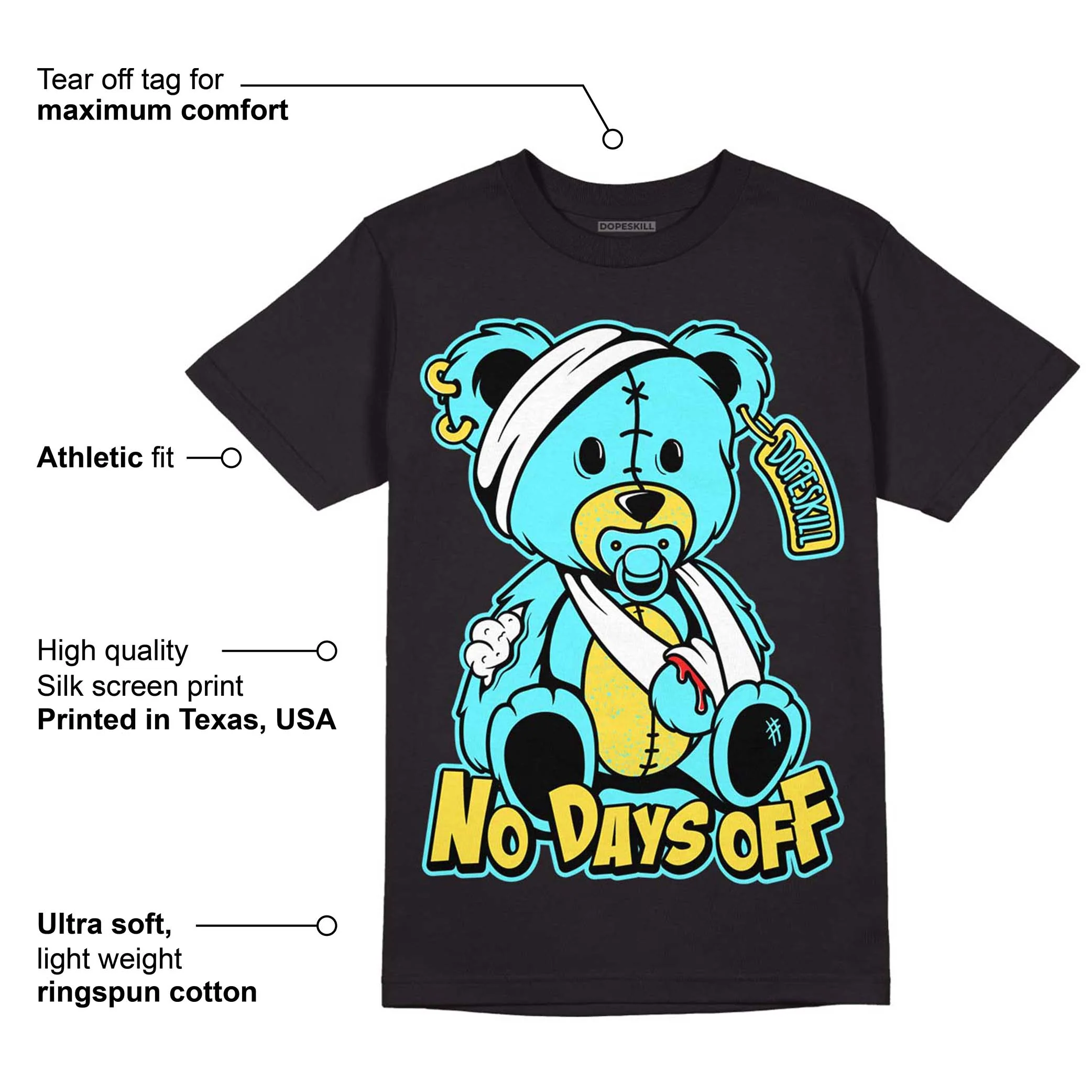 Aqua 5s DopeSkill T-Shirt Hurt Bear Graphic - Image 3