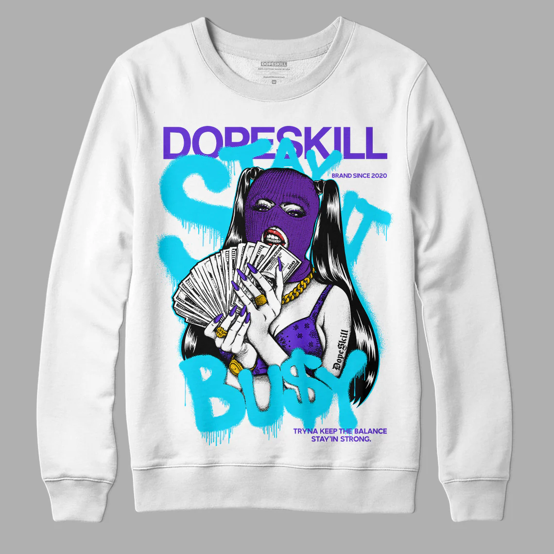 Aqua 6s DopeSkill Sweatshirt Stay It Busy Graphic - Image 2