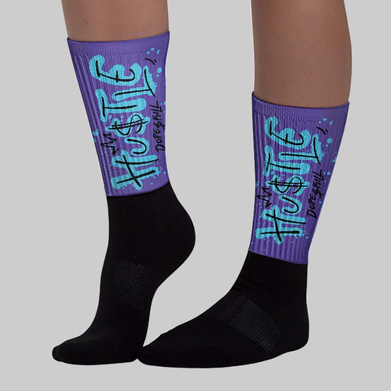 Aqua 8s DopeSkill Sublimated Sock Hustle Graphic - Image 3