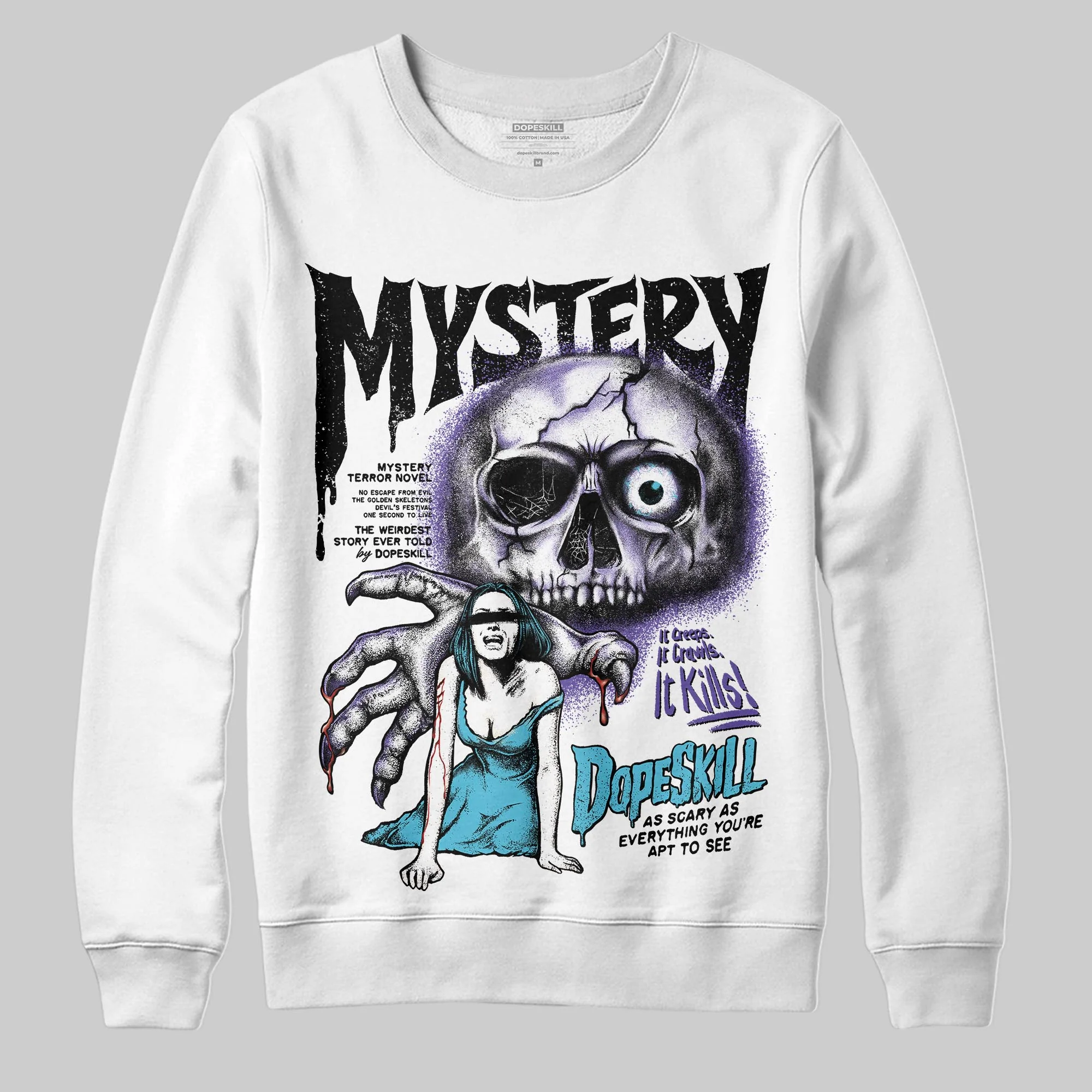 Aqua 8s DopeSkill Sweatshirt Mystery Ghostly Grasp Graphic - Image 2