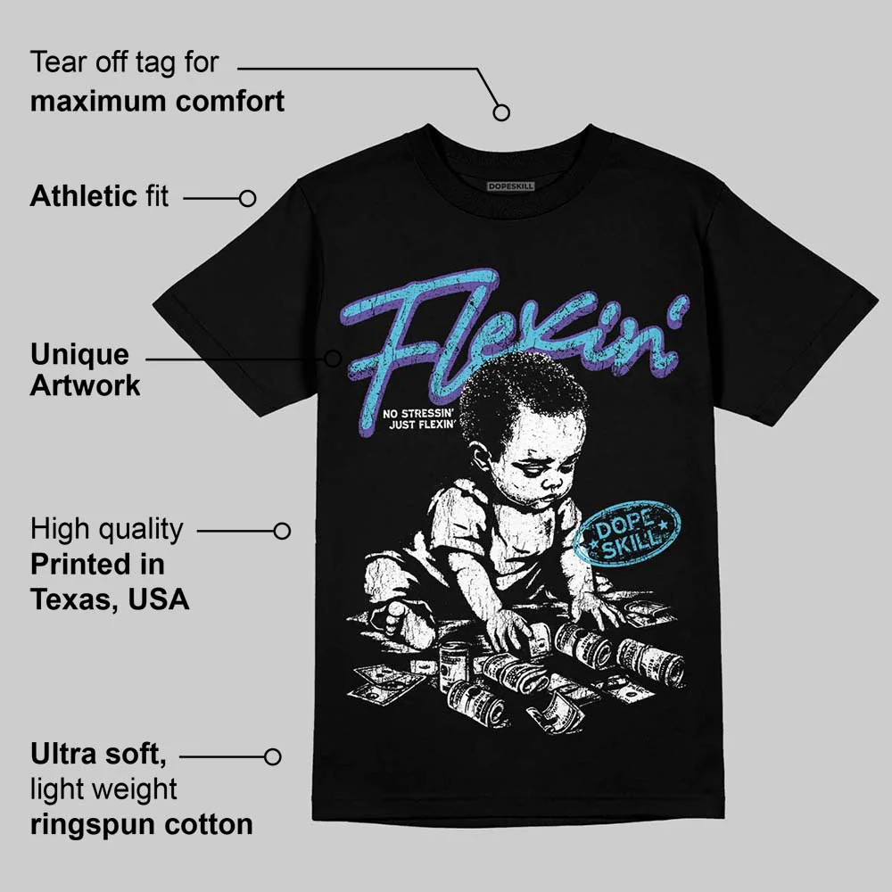 Aqua 8s DopeSkill T-Shirt Flexin' Graphic - Image 3