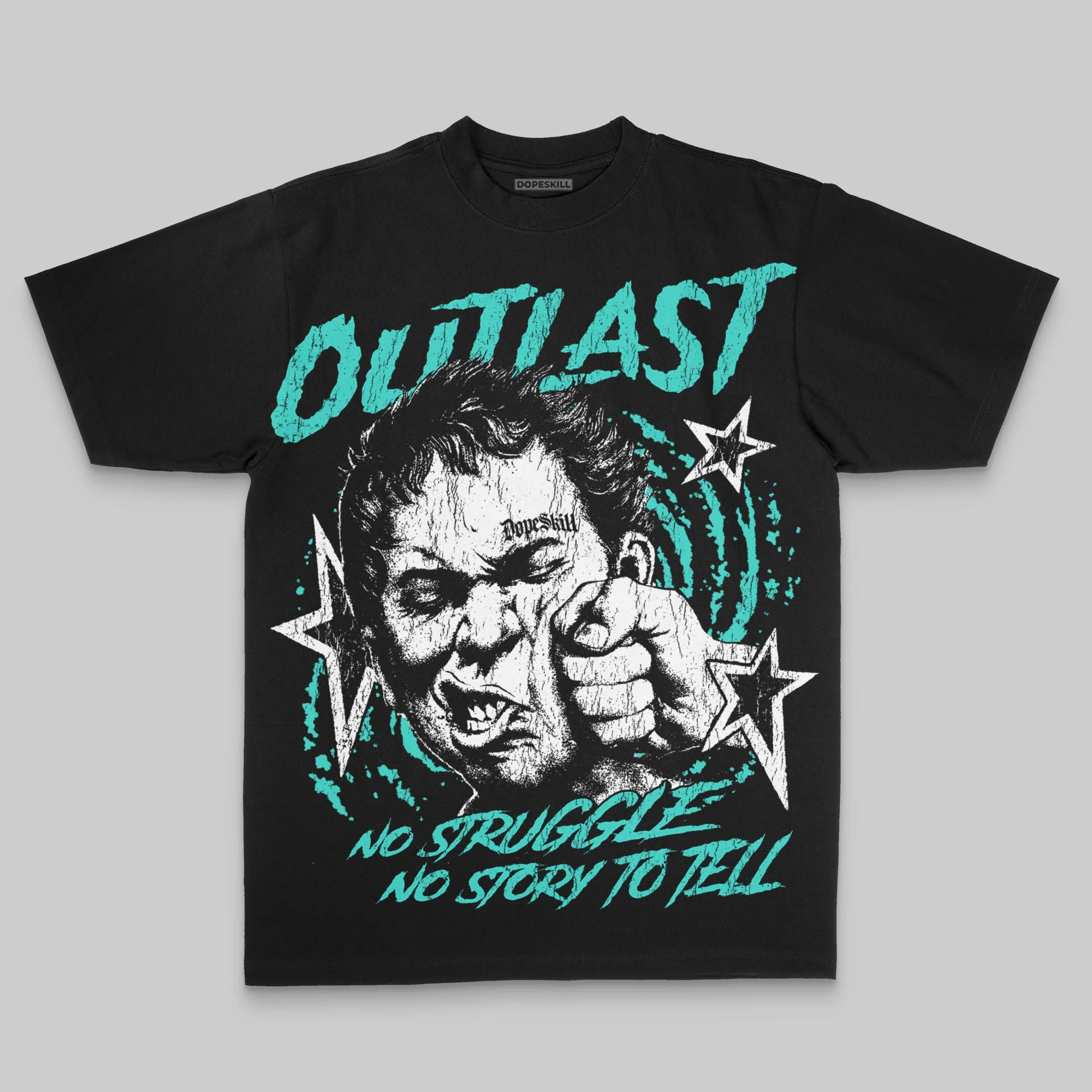 Aqua Oversize Print Outlast DopeSkill Graphic T-shirt - Image 2