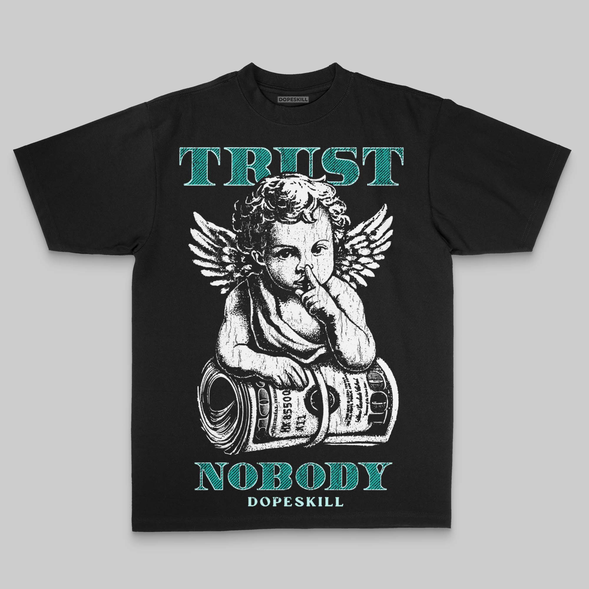 Aqua Oversize Print Trust Nobody DopeSkill Graphic T-shirt - Image 2