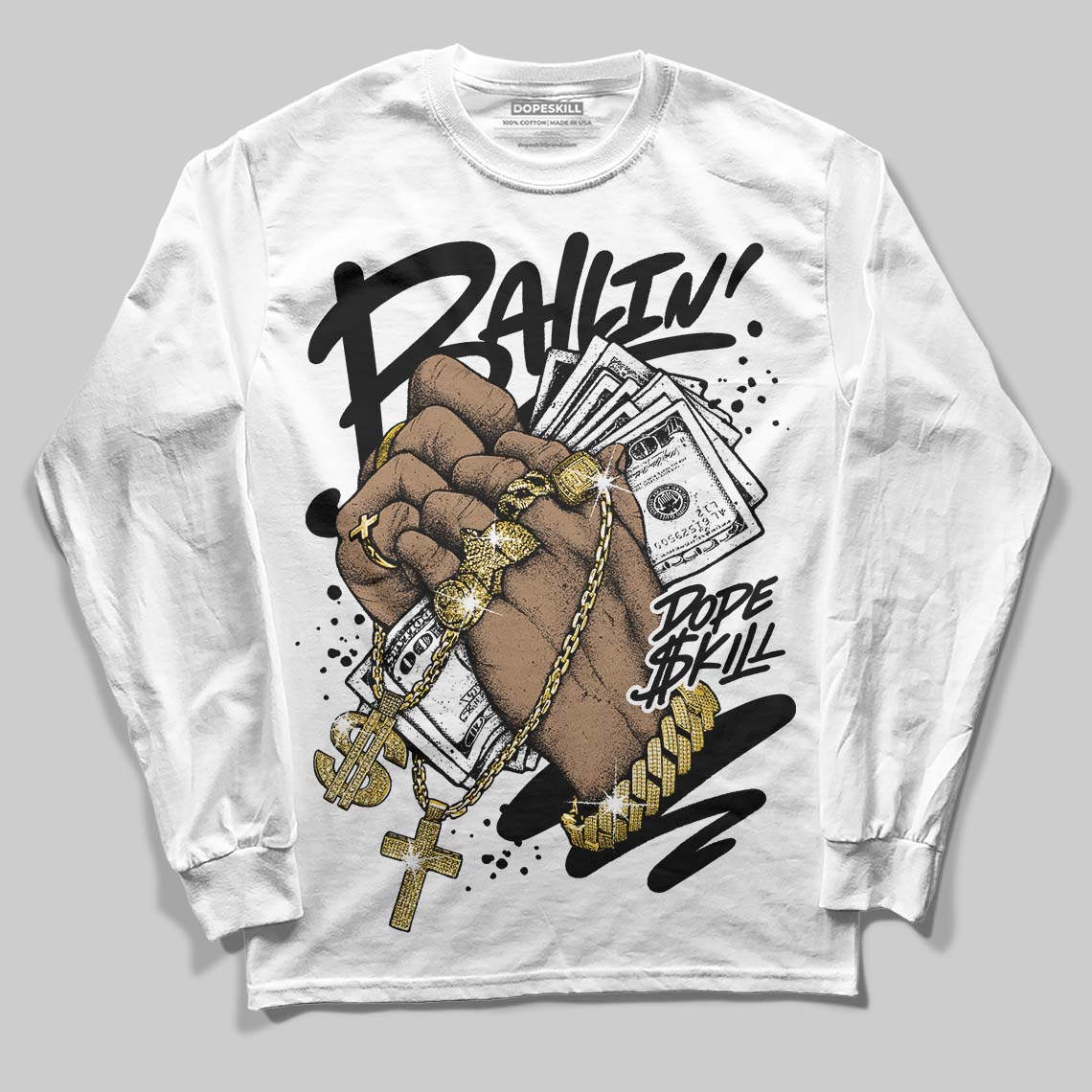 Black and White Collection DopeSkill Long Sleeve T-Shirt Always Ballin' Graphic - Image 2