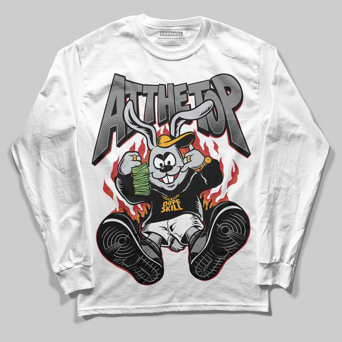 Black Cat 4s DopeSkill Long Sleeve T-Shirt At The Top Graphic - Image 2