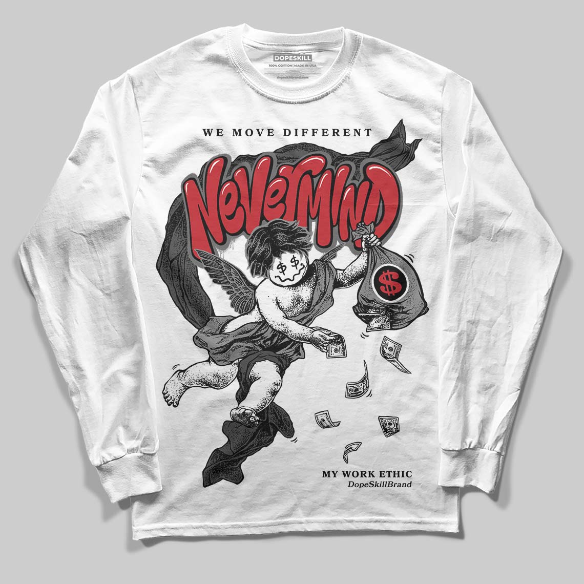 Black Cat 4s DopeSkill Long Sleeve T-Shirt Nevermind Graphic - Image 2