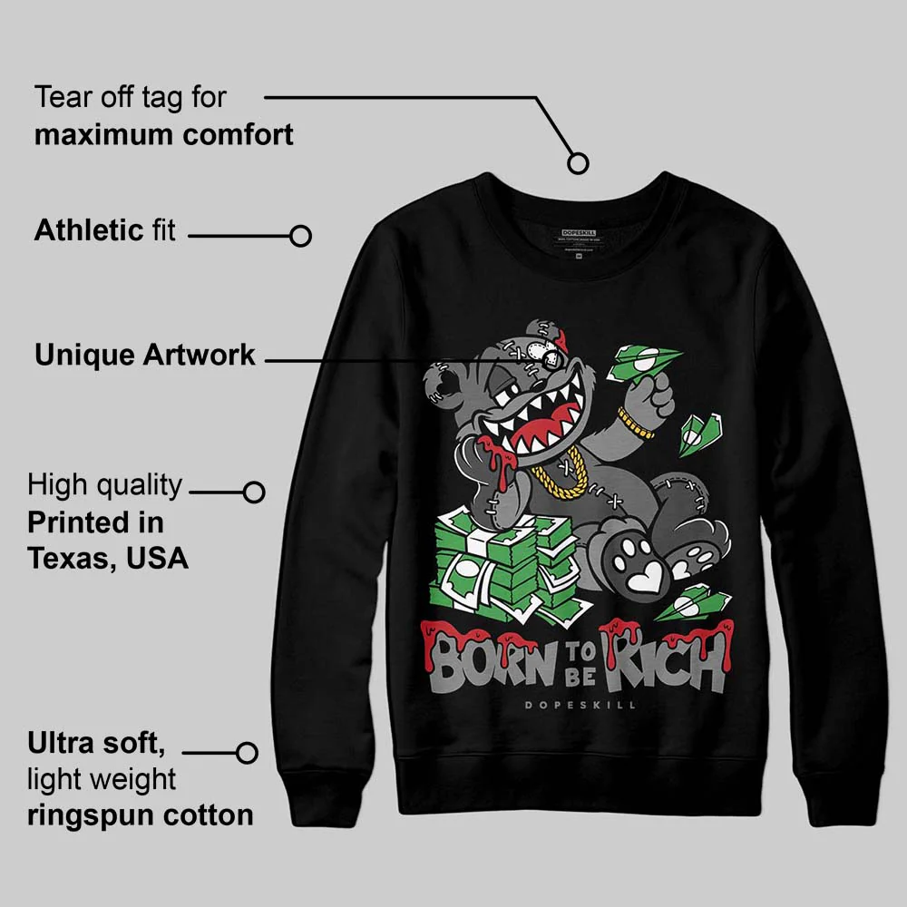 Black Cat 4s DopeSkill Sweatshirt Born To Be Rich Graphic - Image 3