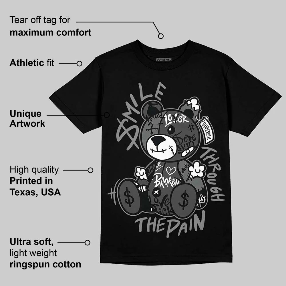 Black Cat 4s DopeSkill T-Shirt Smile Through The Pain Graphic - Image 3