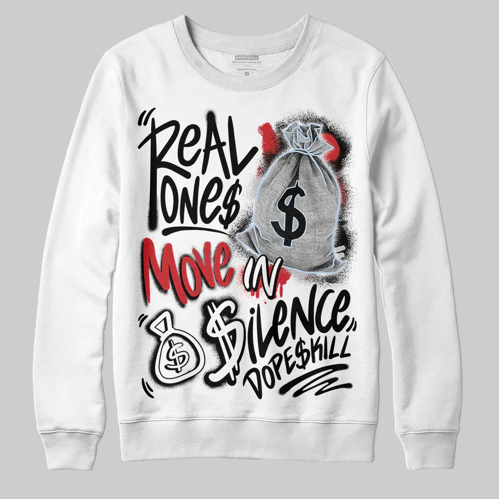 Black Metallic Reimagined 5s DopeSkill Sweatshirt Real Ones Move In Silence Graphic - Image 2