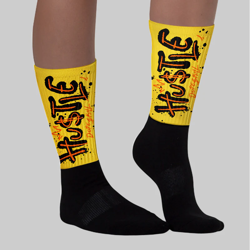 Black Tour Yellow AJ 4 Thunder DopeSkill Sublimated Socks Hustle Graphic - Image 3