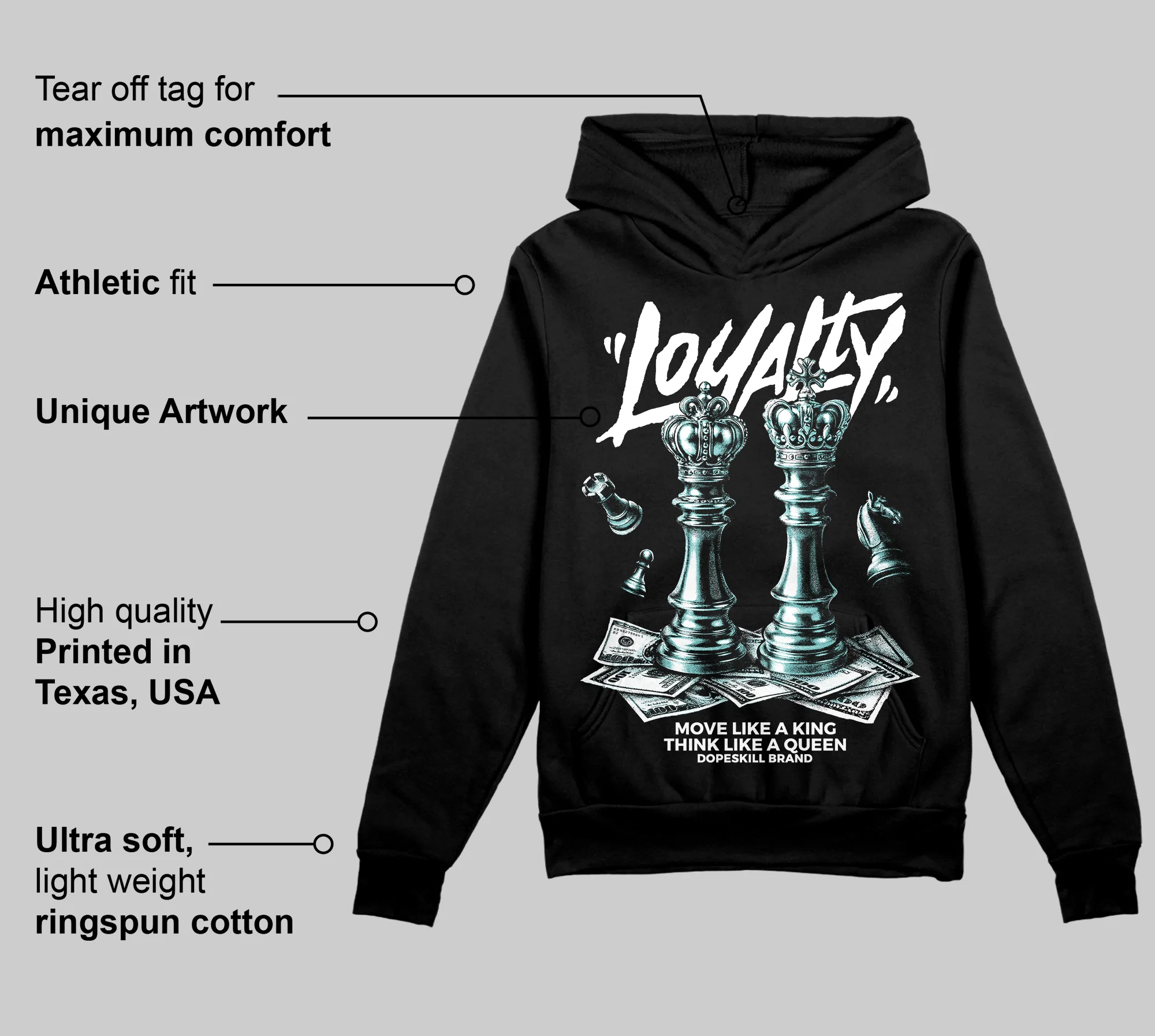 Black/White 'Loyalty' DopeSkill Graphic Hoodie - Image 3