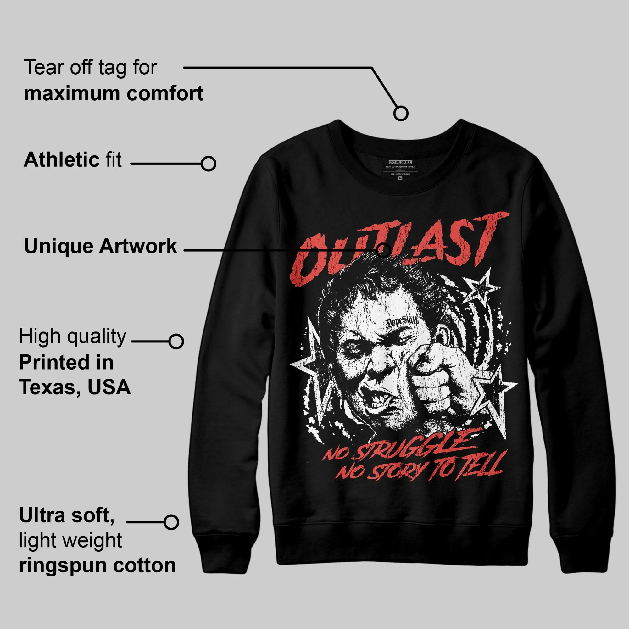 Black/White 'Outlast' DopeSkill Graphic Sweatshirt - Image 3