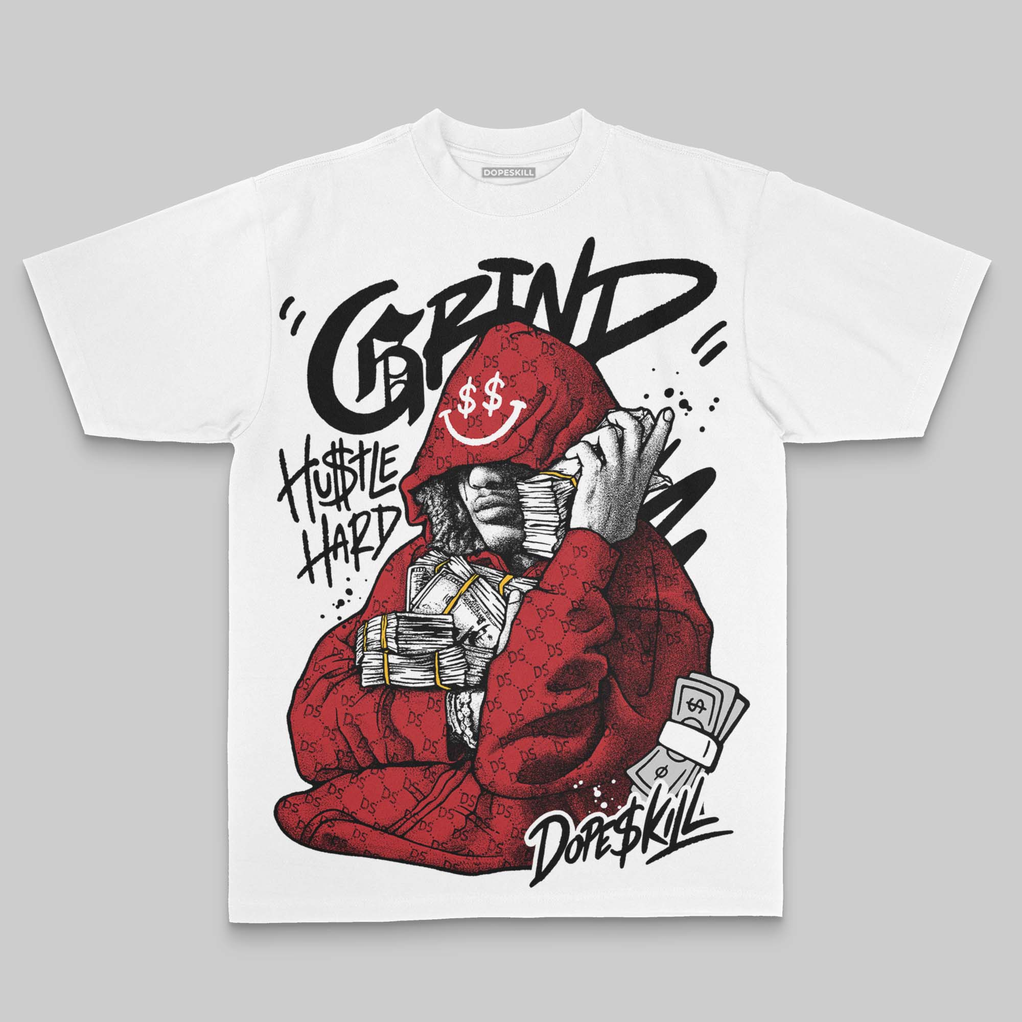 Black/White Oversize Print 'Grind Pray' DopeSkill Graphic T-shirt - Image 2