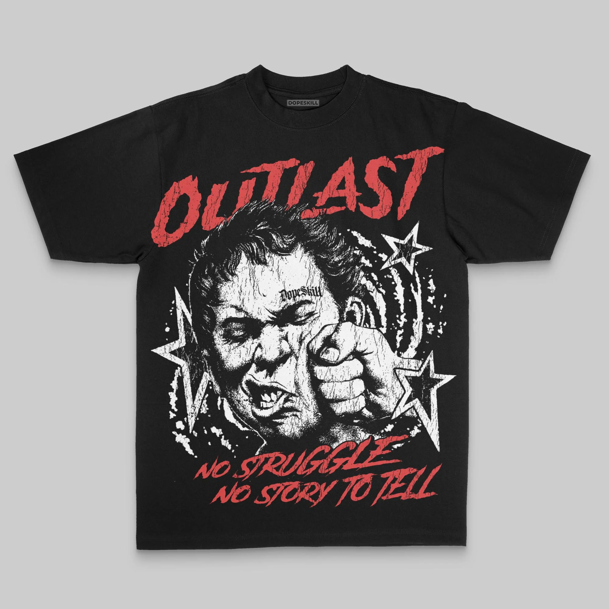 Black/White Oversize Print Outlast DopeSkill Graphic T-shirt