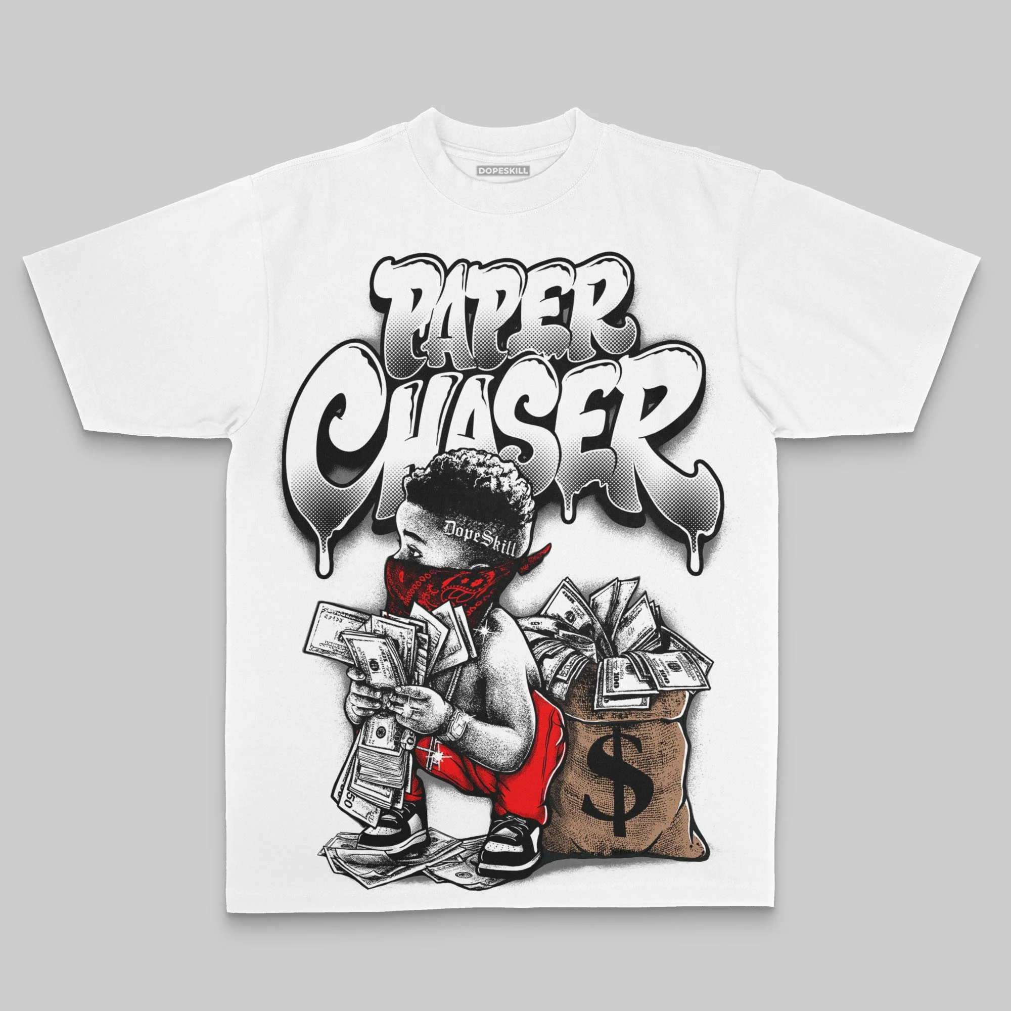 Black/White Oversize Print Paper Chaser Boy DopeSkill Graphic T-shirt - Image 2