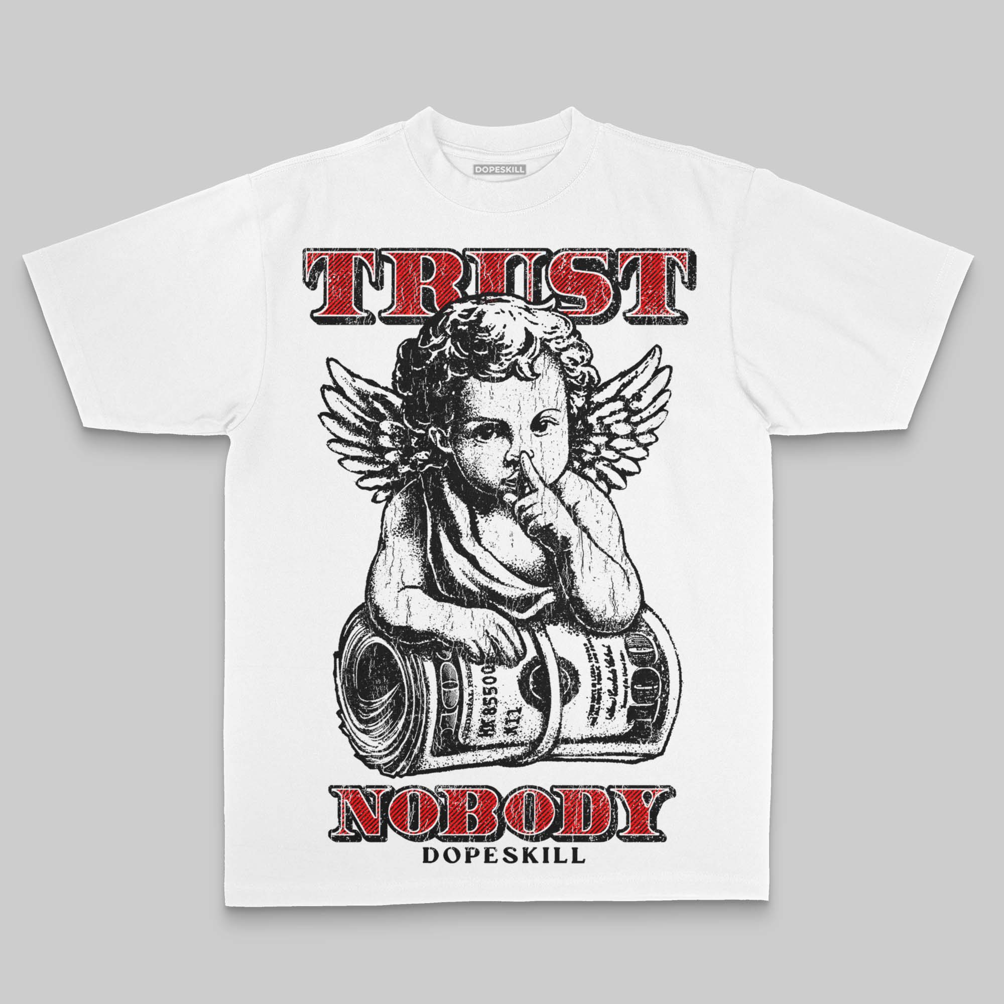 Black/White Oversize Print Trust Nobody DopeSkill Graphic T-shirt - Image 2