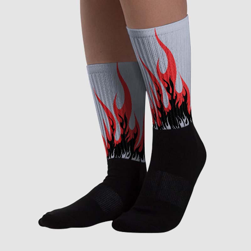 Bred Reimagined 4s DopeSkill Sublimated Socks FIRE Graphic - Image 2