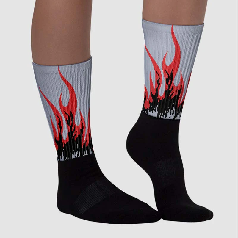 Bred Reimagined 4s DopeSkill Sublimated Socks FIRE Graphic - Image 3
