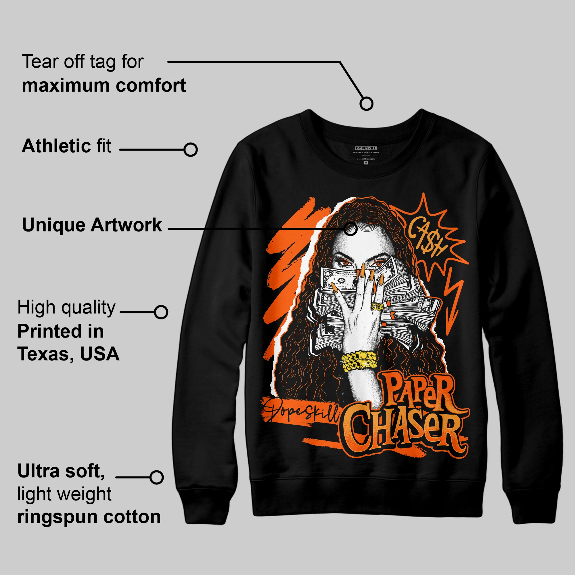 Brilliant Orange 12s DopeSkill Sweatshirt NPC Graphic - Image 3