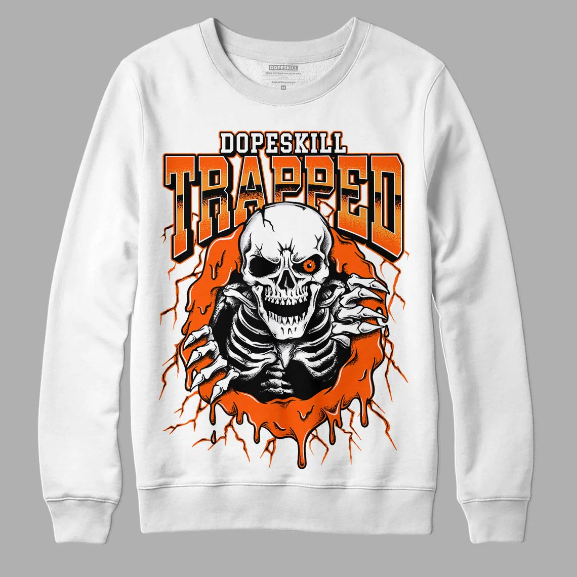 Brilliant Orange 12s DopeSkill Sweatshirt Trapped Halloween Graphic - Image 2