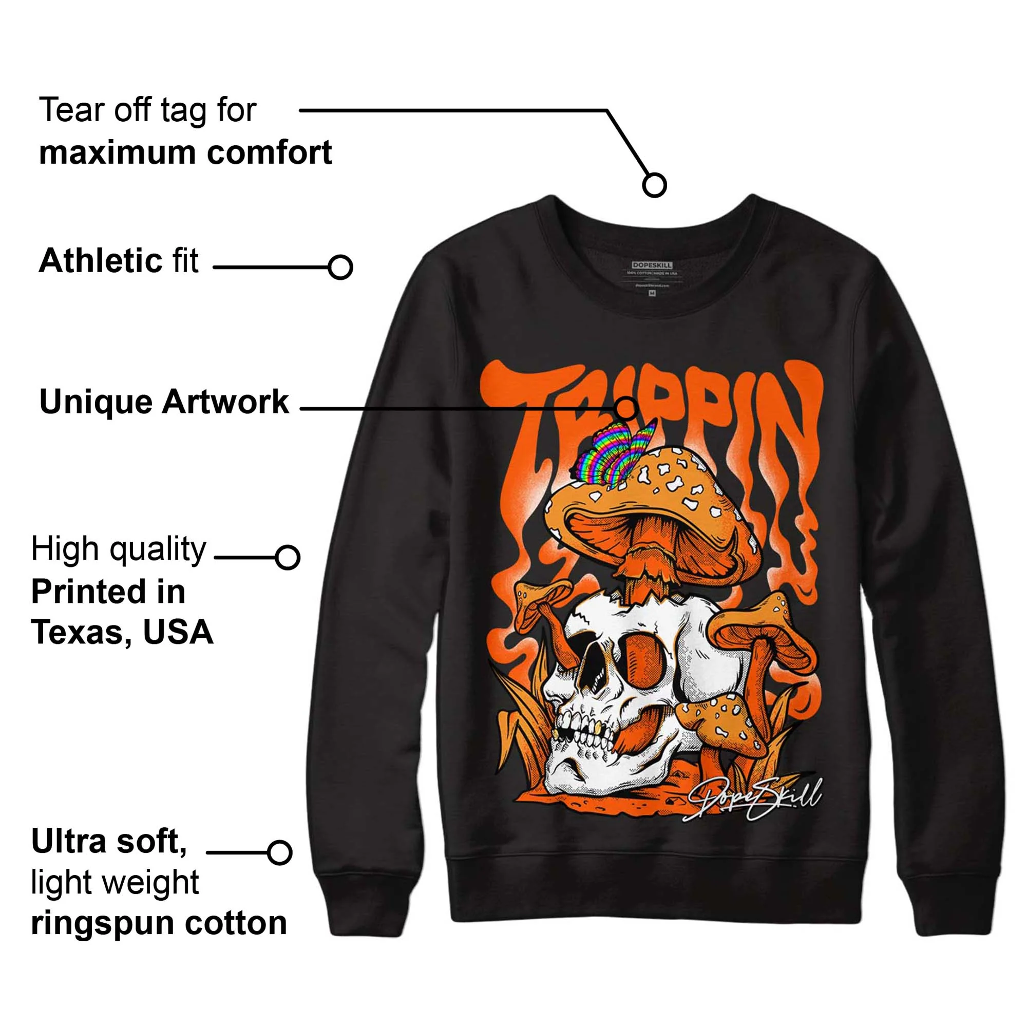 Brilliant Orange 12s DopeSkill Sweatshirt Trippin Graphic - Image 3