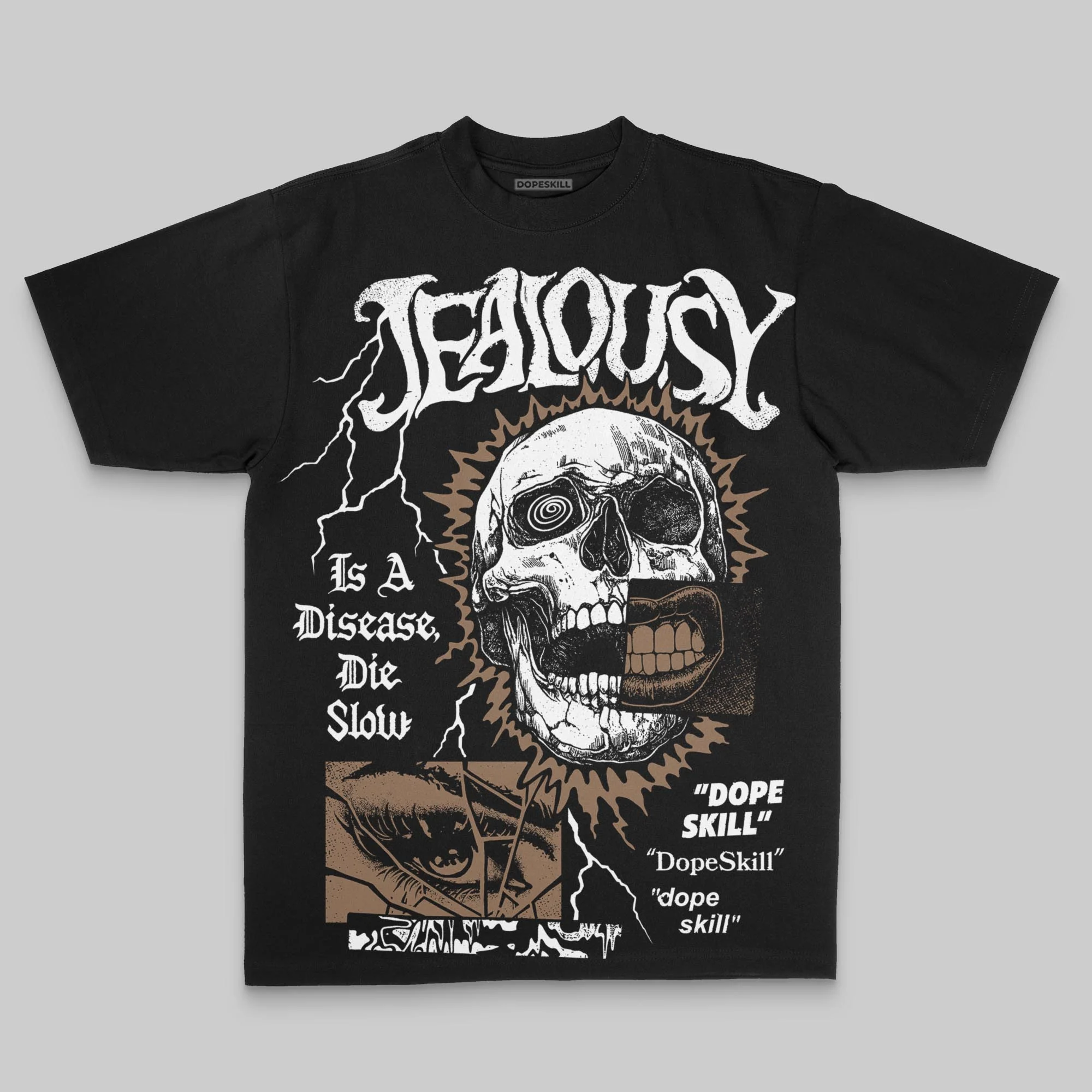 Brown Oversize Print Jealousy DopeSkill Graphic T-shirt