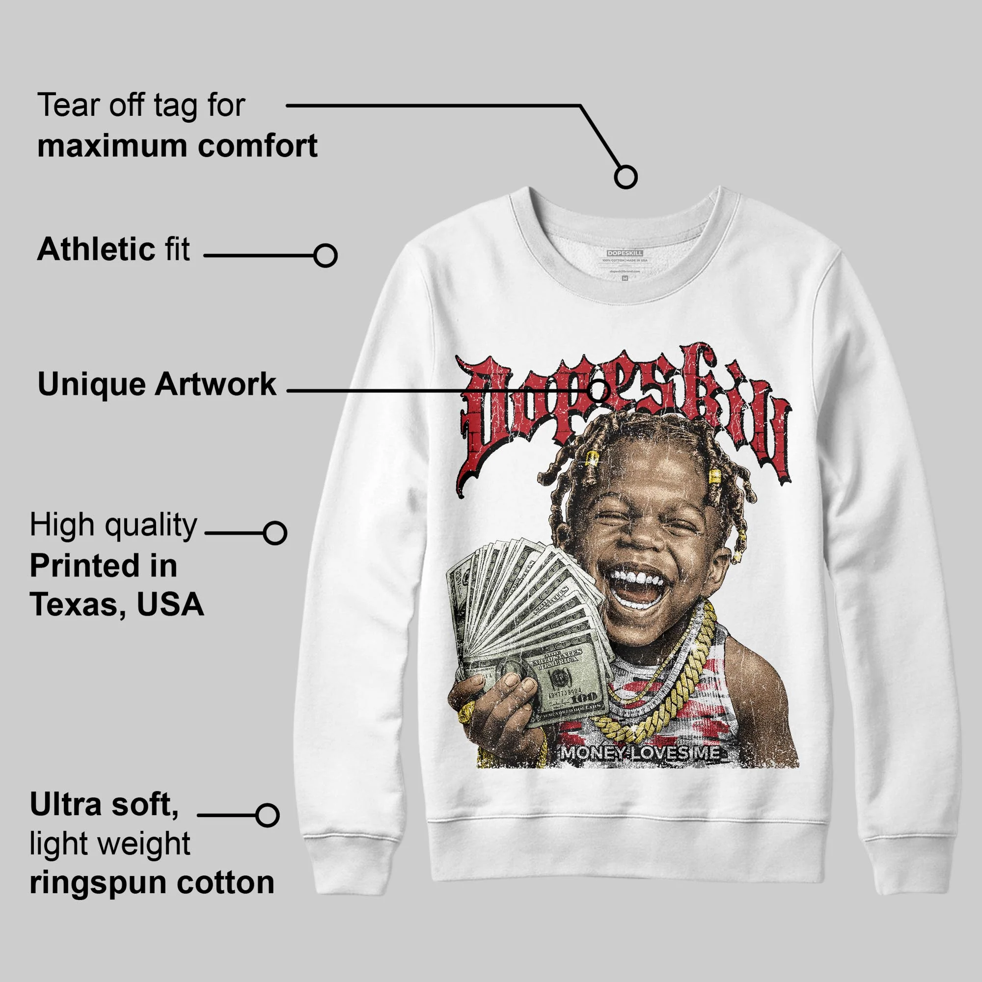 Bugs Bunny 8s DopeSkill Sweatshirt Money Loves Me Graphic - Image 3