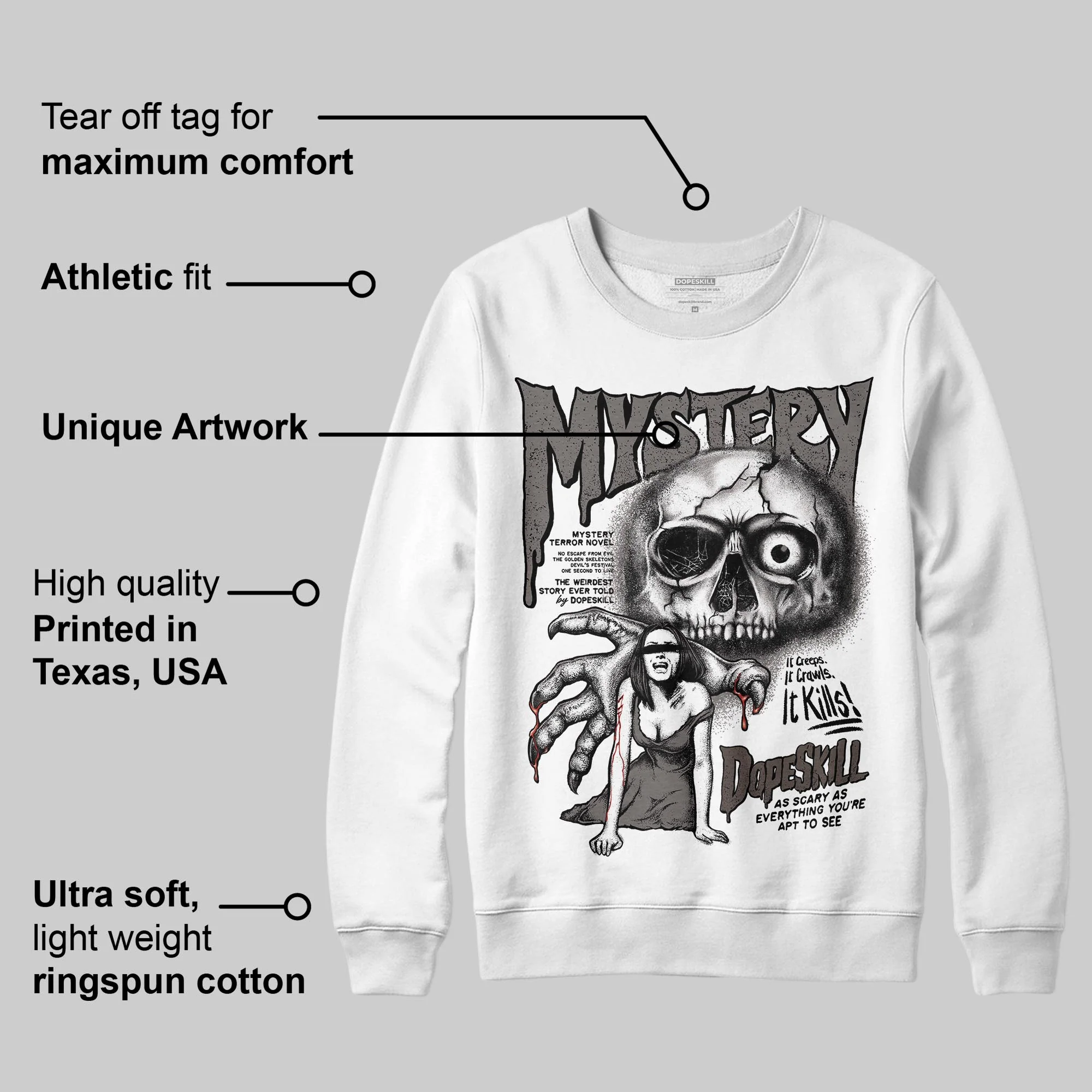Cave Stone 4s DopeSkill Sweatshirt Mystery Ghostly Grasp Graphic - Image 3