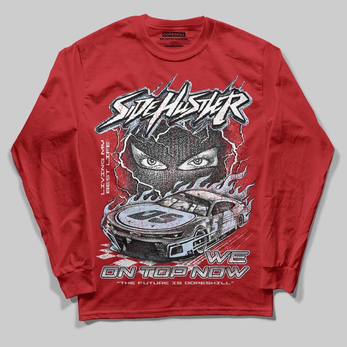 Cherry 11s DopeSkill Long Sleeve T-Shirt New Side Hustler Graphic - Image 3