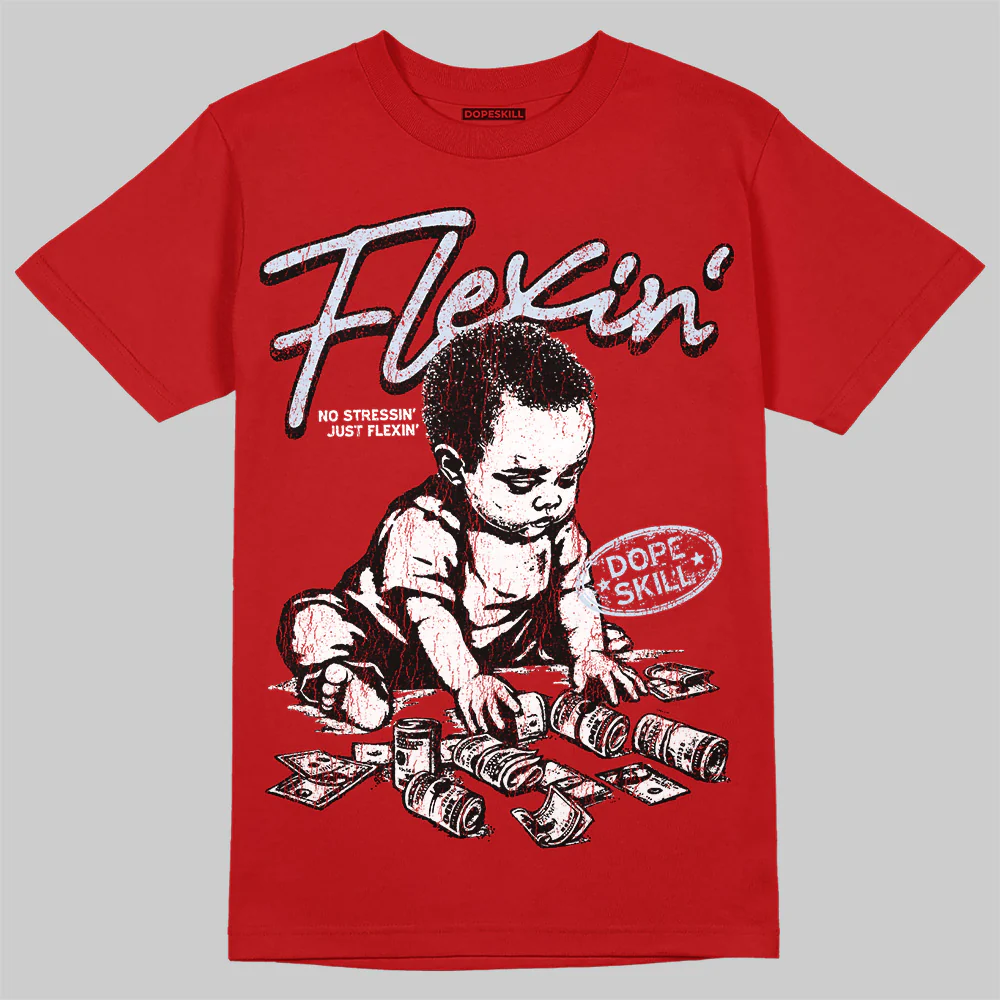 Cherry 11s DopeSkill T-Shirt Flexin' Graphic - Image 3