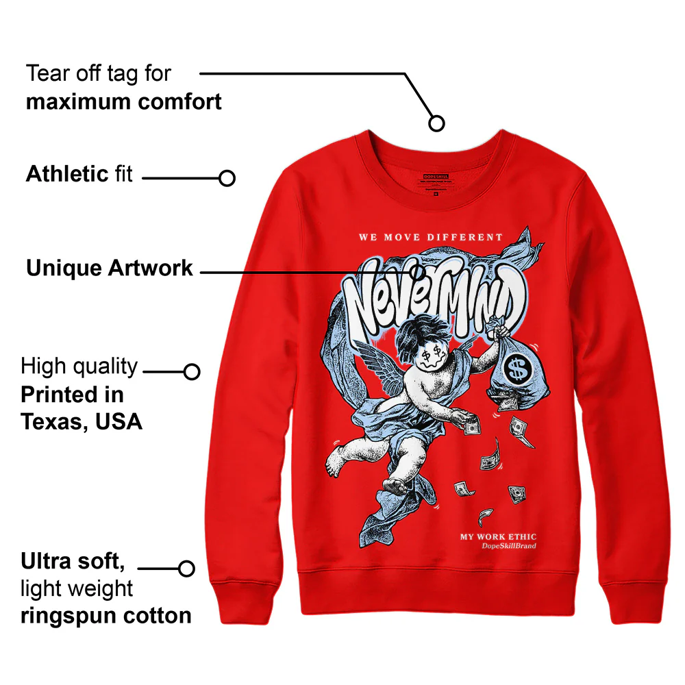 Cherry 11s DopeSkill Varsity Red Sweatshirt Nevermind Graphic - Image 2