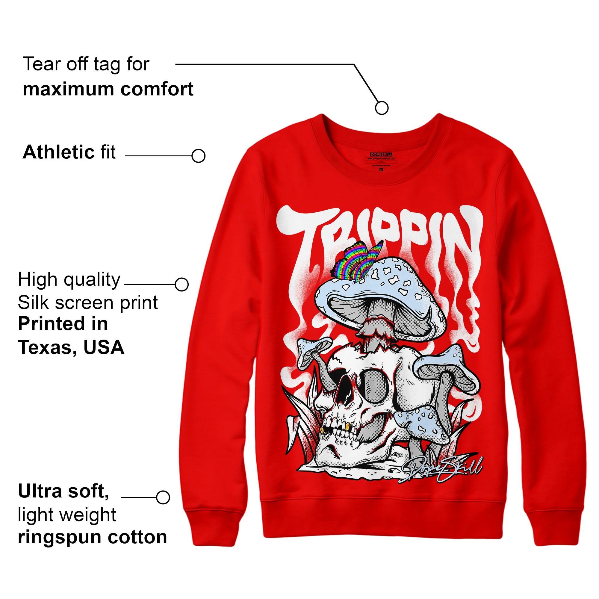 Cherry 11s DopeSkill Varsity Red Sweatshirt Trippin Graphic - Image 2
