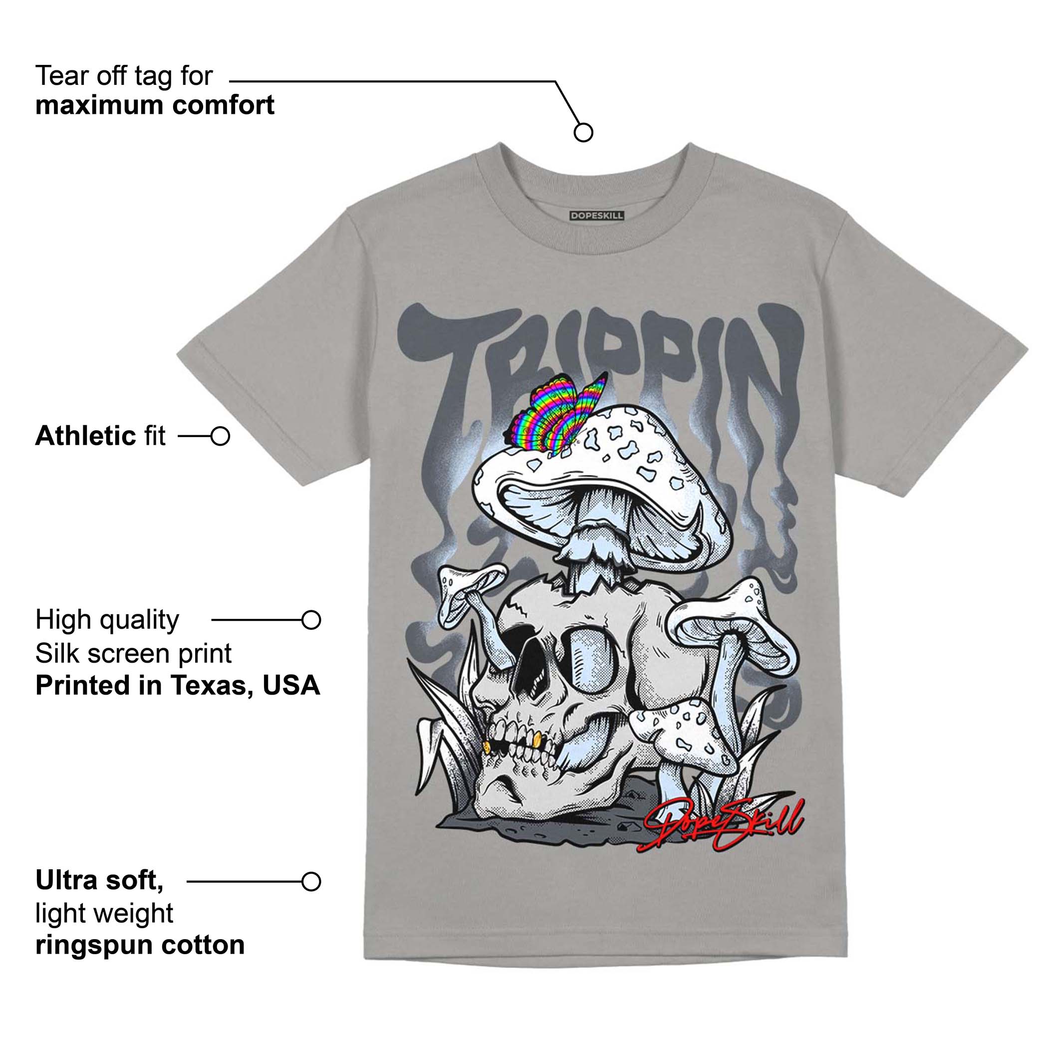 Cool Grey 11s DopeSkill Grey T-shirt Trippin Graphic - Image 2
