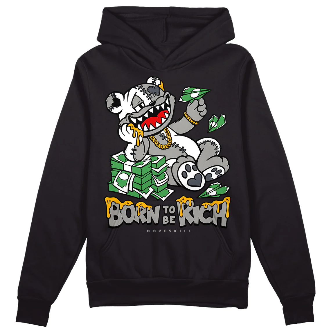 Cool Grey 11s DopeSkill Hoodie Sweatshirt Born To Be Rich Graphic - Image 2