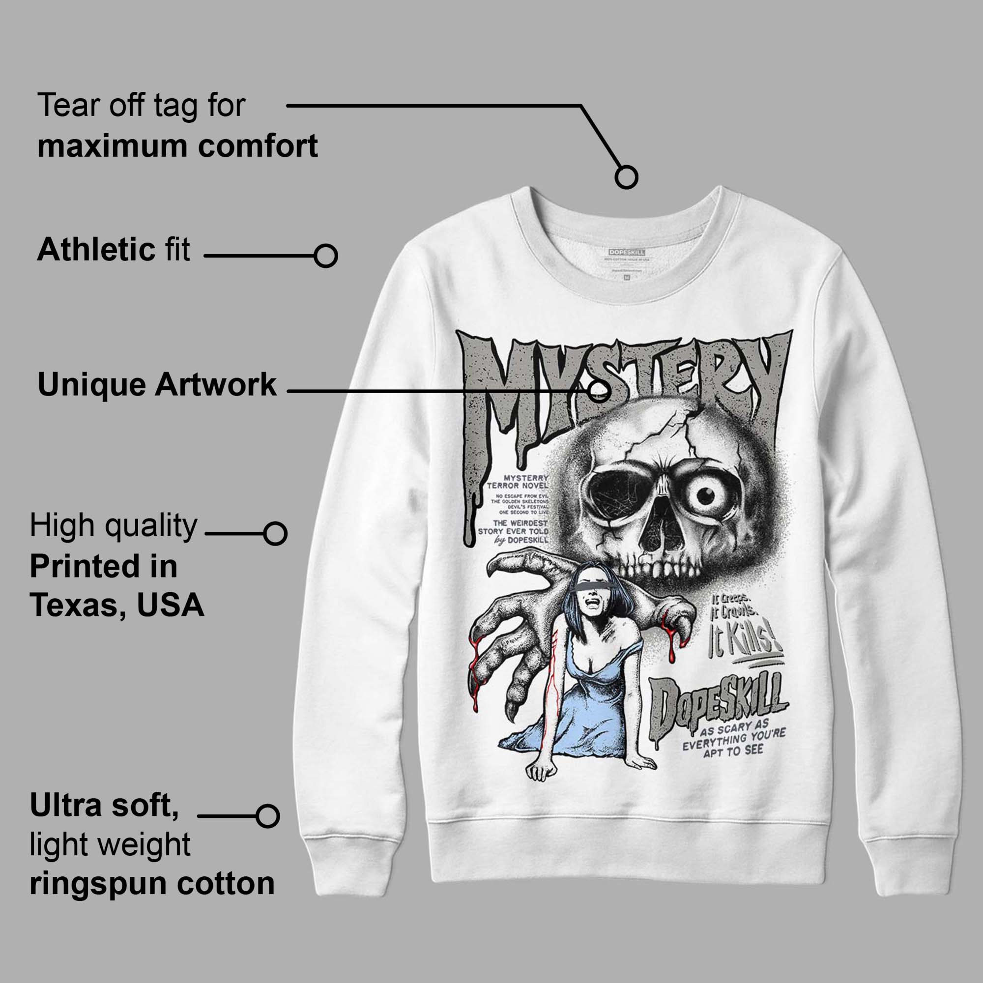Cool Grey 11s DopeSkill Sweatshirt Mystery Ghostly Grasp Graphic - Image 3