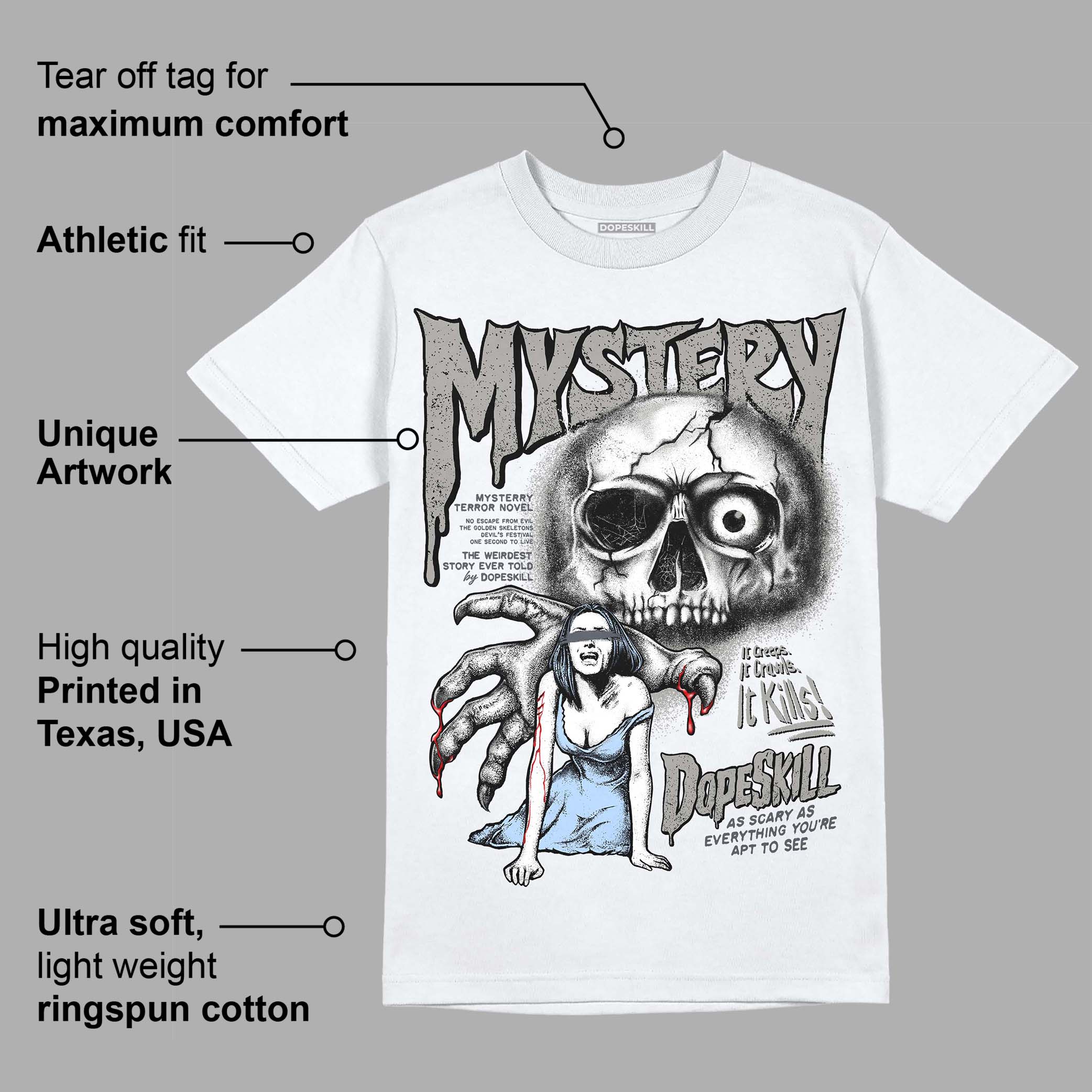 Cool Grey 11s DopeSkill T-Shirt Mystery Ghostly Grasp Graphic - Image 3