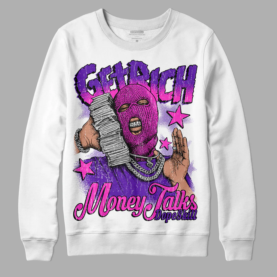 Court Purple 13s DopeSkill Sweatshirt Get Rich Graphic - Image 2