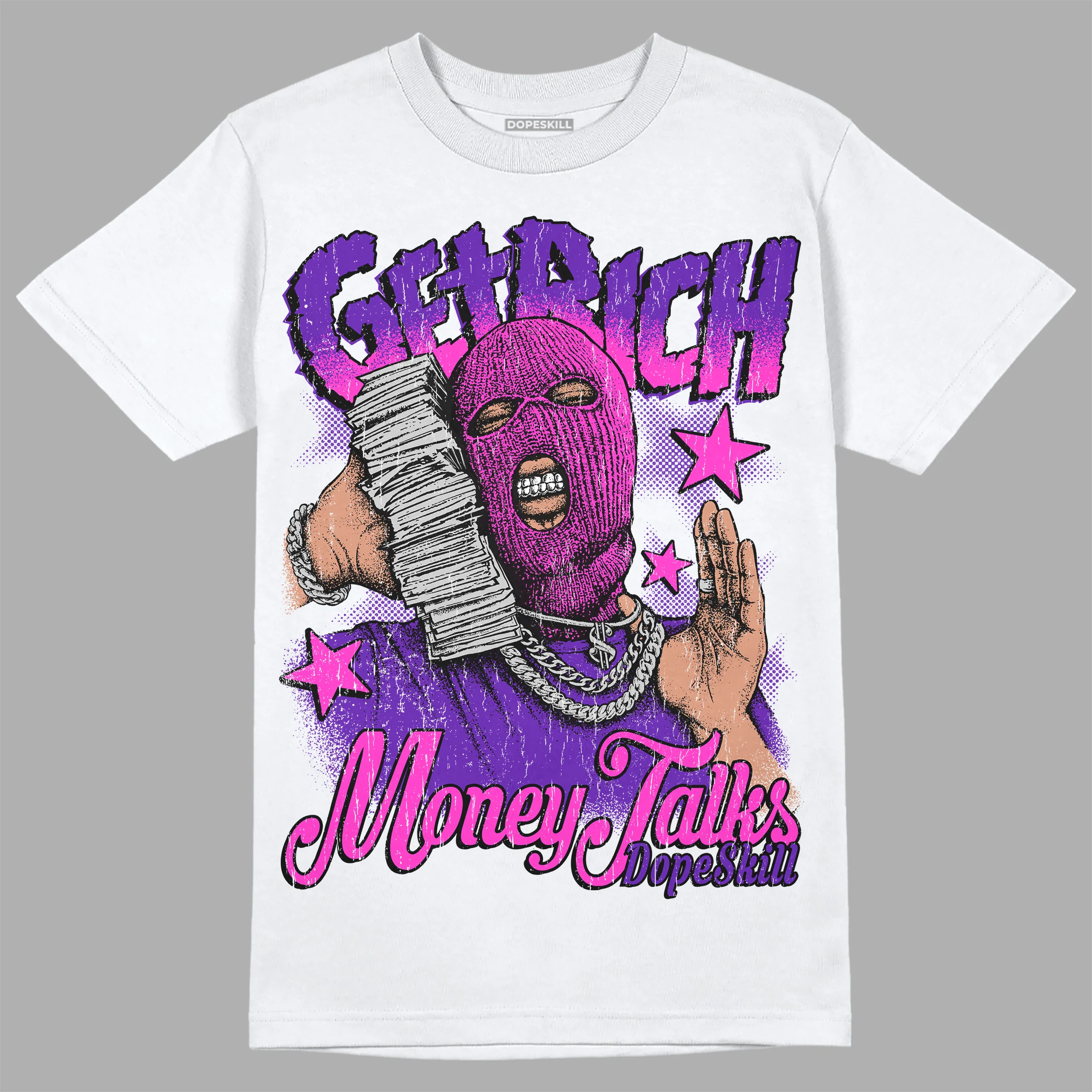 Court Purple 13s DopeSkill T-Shirt Get Rich Graphic - Image 2