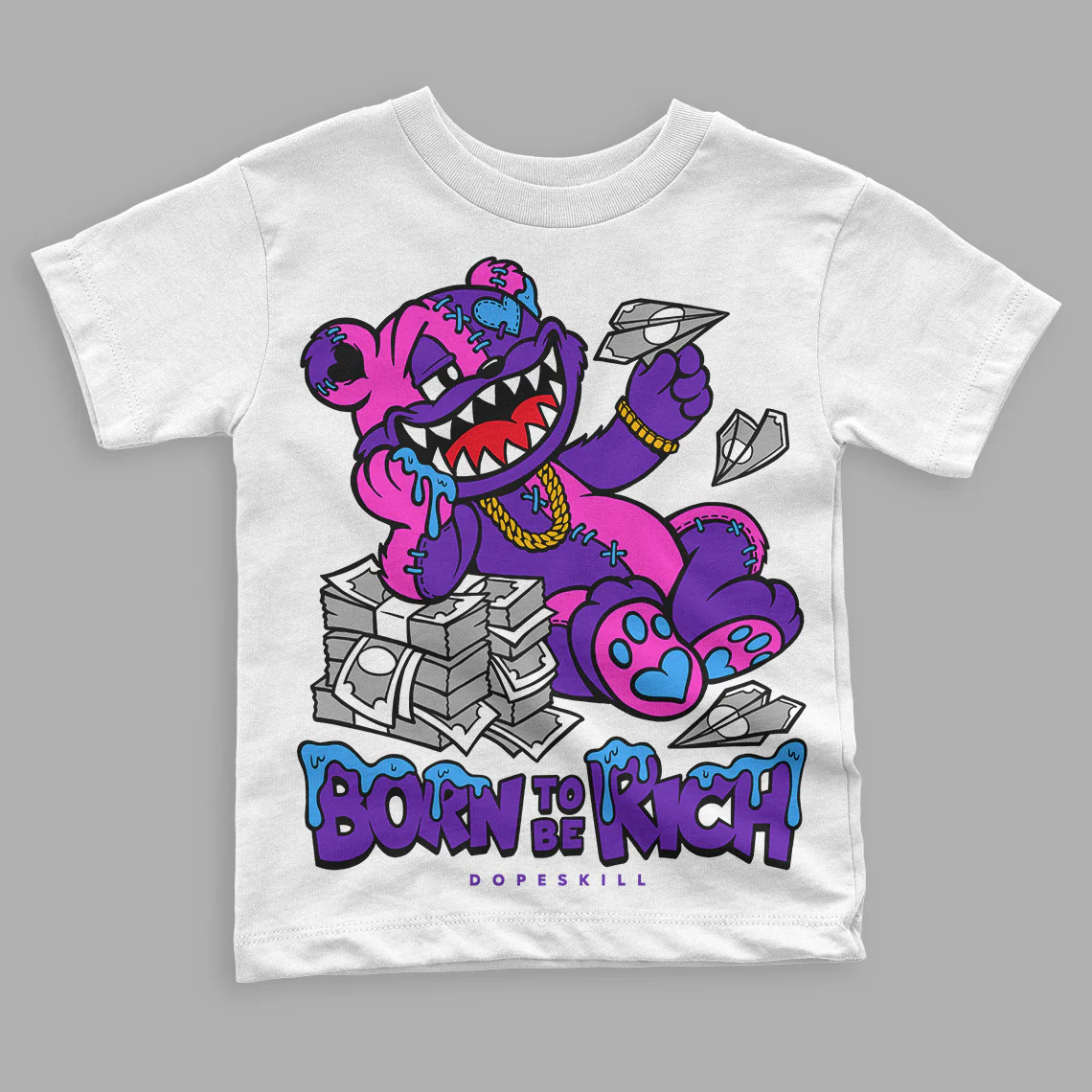 Court Purple 13s DopeSkill Toddler Kids T-shirt Born To Be Rich Graphic - Image 2