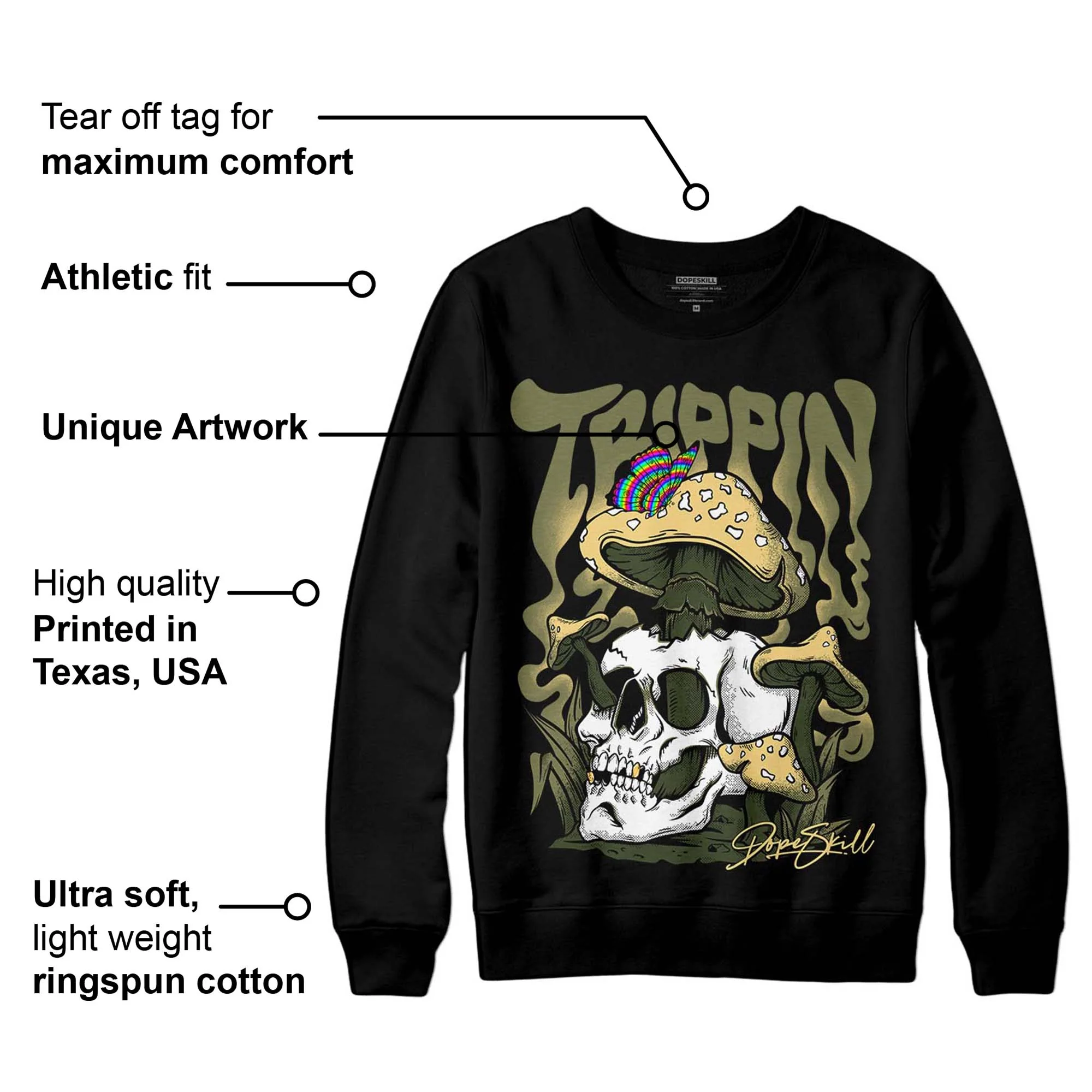 Craft Olive 4s DopeSkill Sweatshirt Trippin Graphic - Image 3