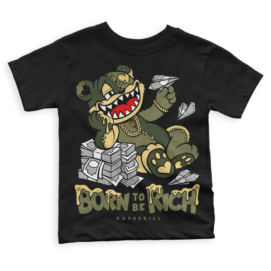 Craft Olive 4s DopeSkill Toddler Kids T-shirt Born To Be Rich Graphic