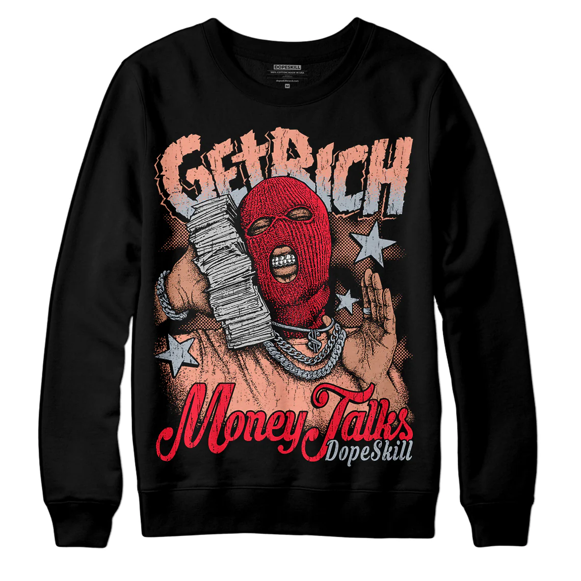 Crimson Bliss 5s DopeSkill Sweatshirt Get Rich Graphic - Image 2