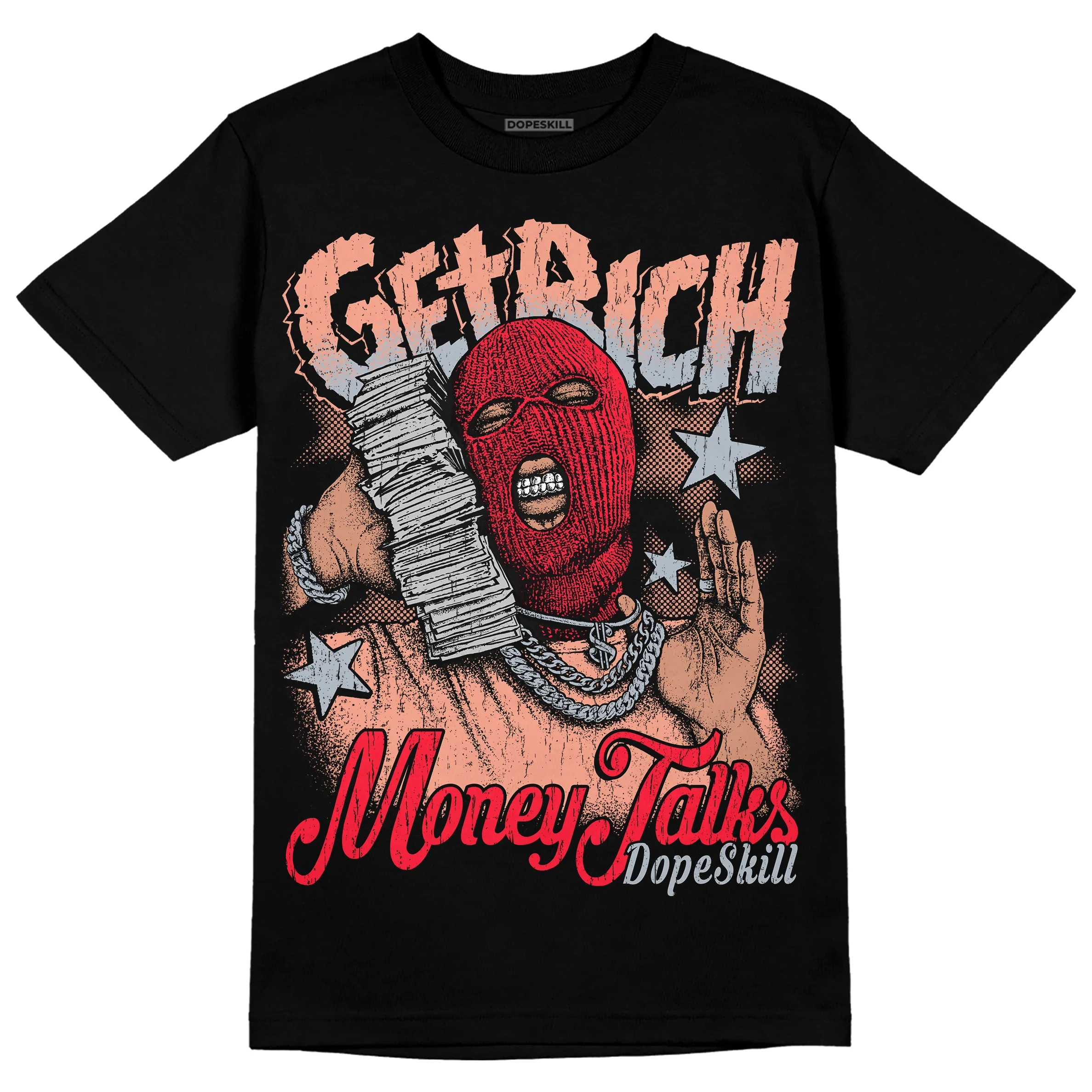 Crimson Bliss 5s DopeSkill T-Shirt Get Rich Graphic - Image 2