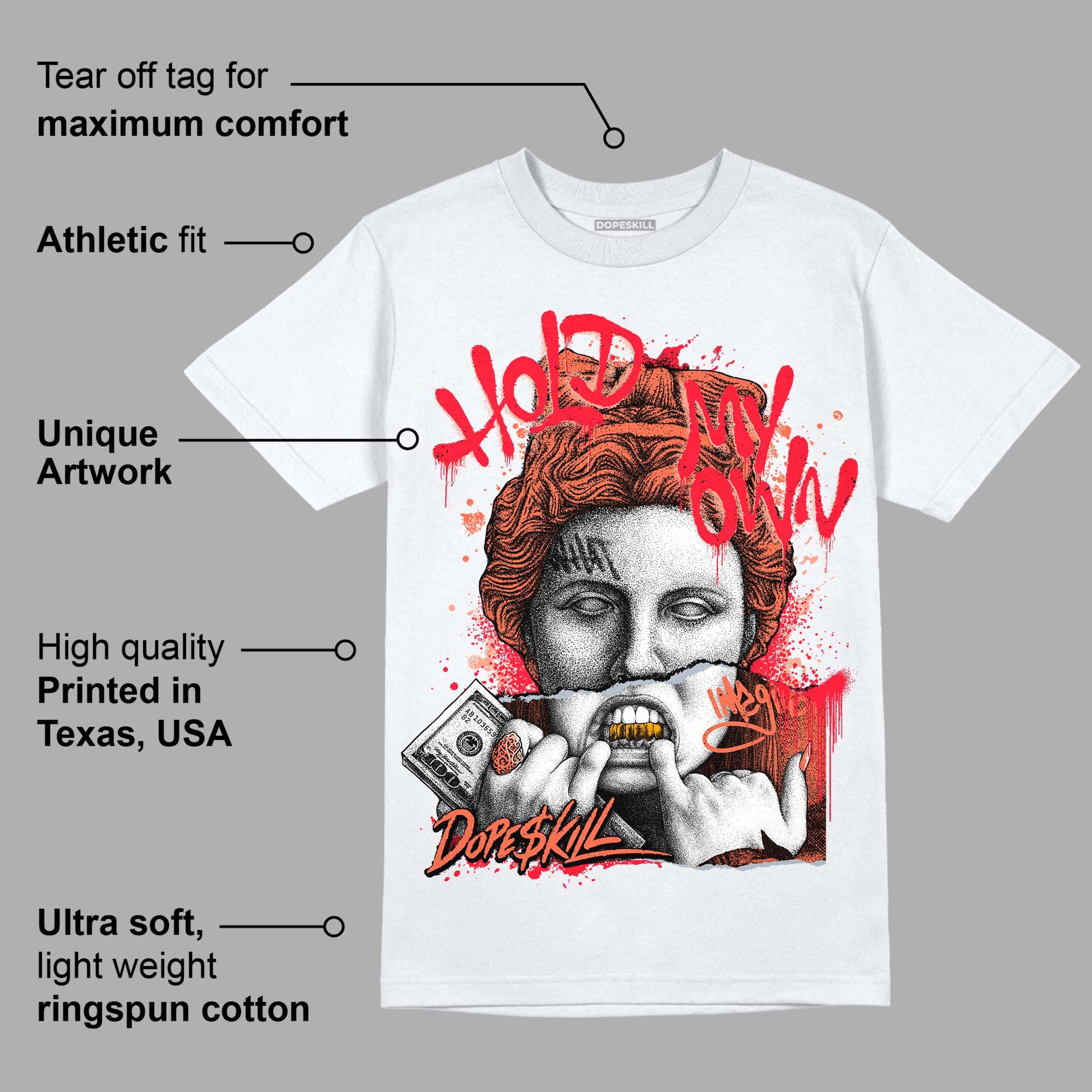 Crimson Bliss 5s DopeSkill T-Shirt Hold My Own Graphic - Image 3
